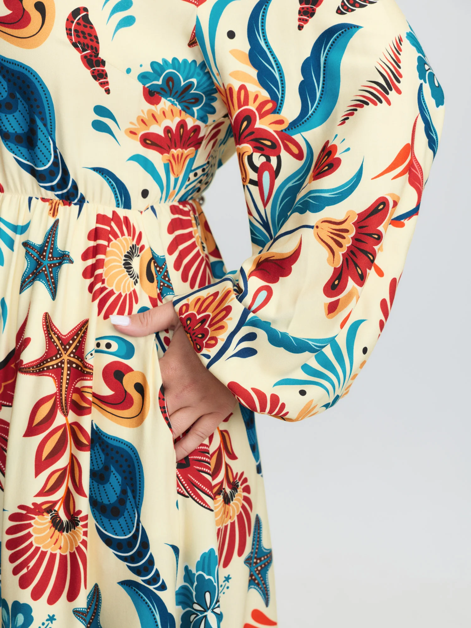 Colorful Ocean Element V-Neck Maxi Dress - Image 4