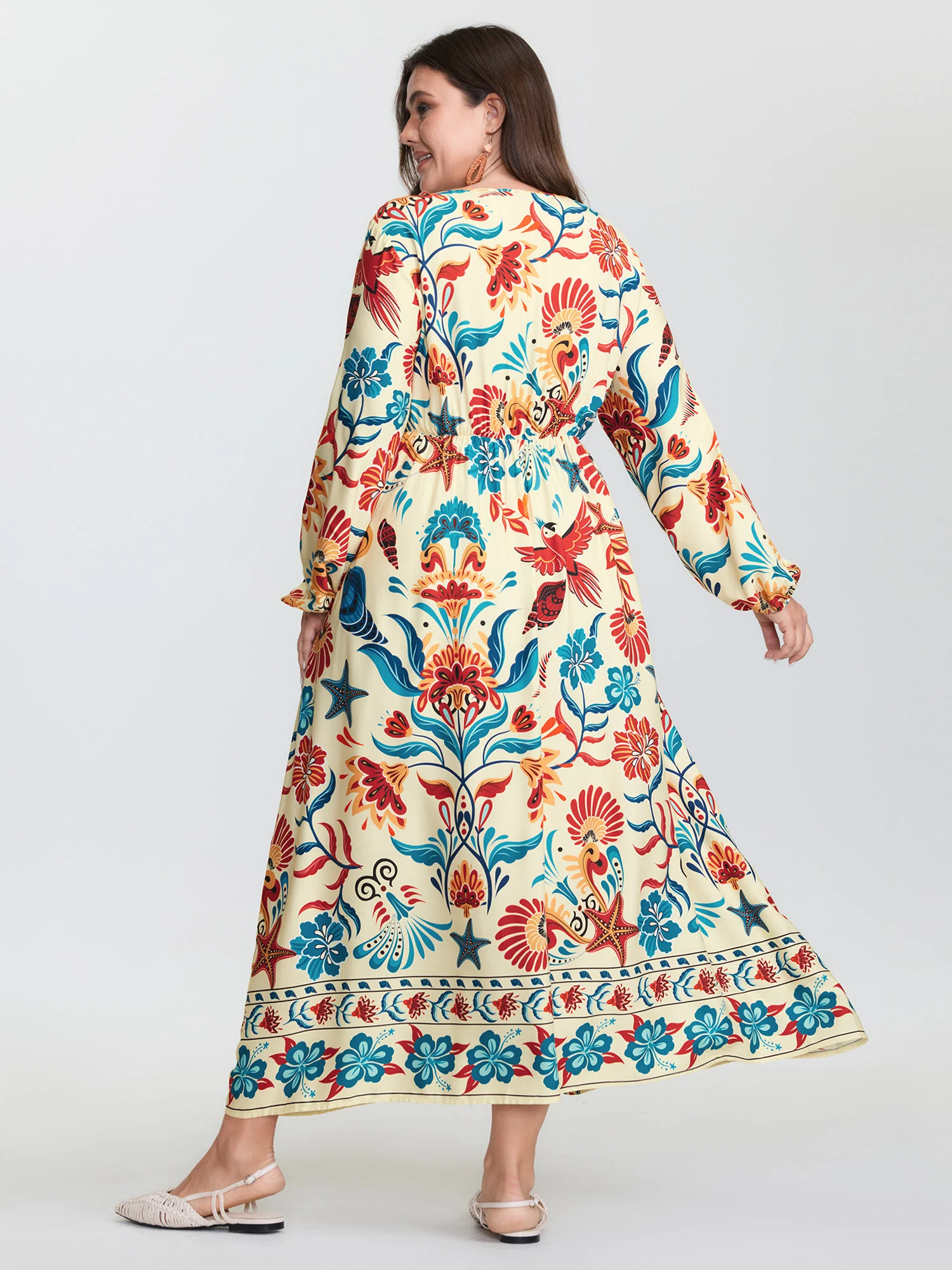 Colorful Ocean Element V-Neck Maxi Dress - Image 5
