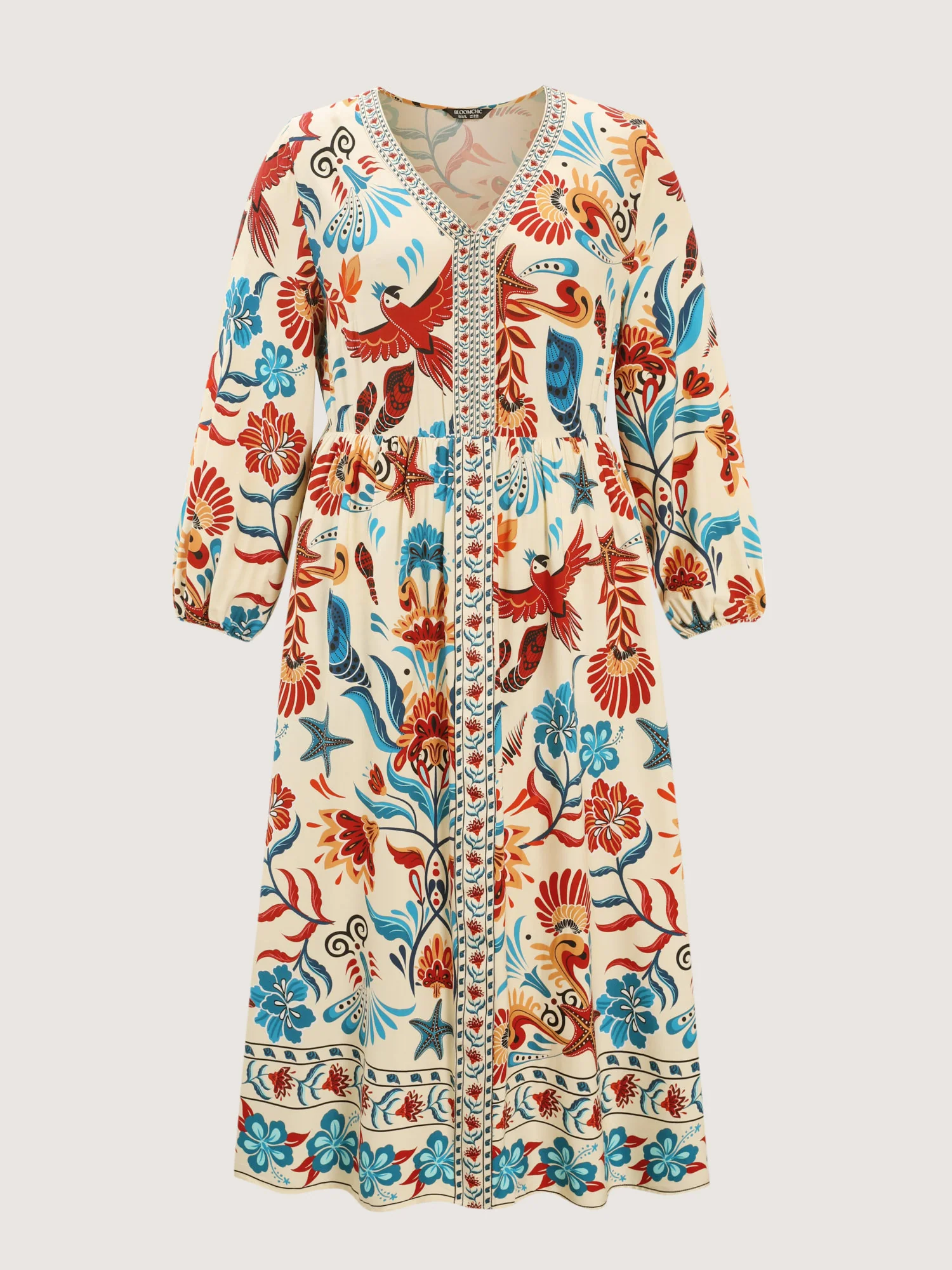Colorful Ocean Element V-Neck Maxi Dress - Image 8