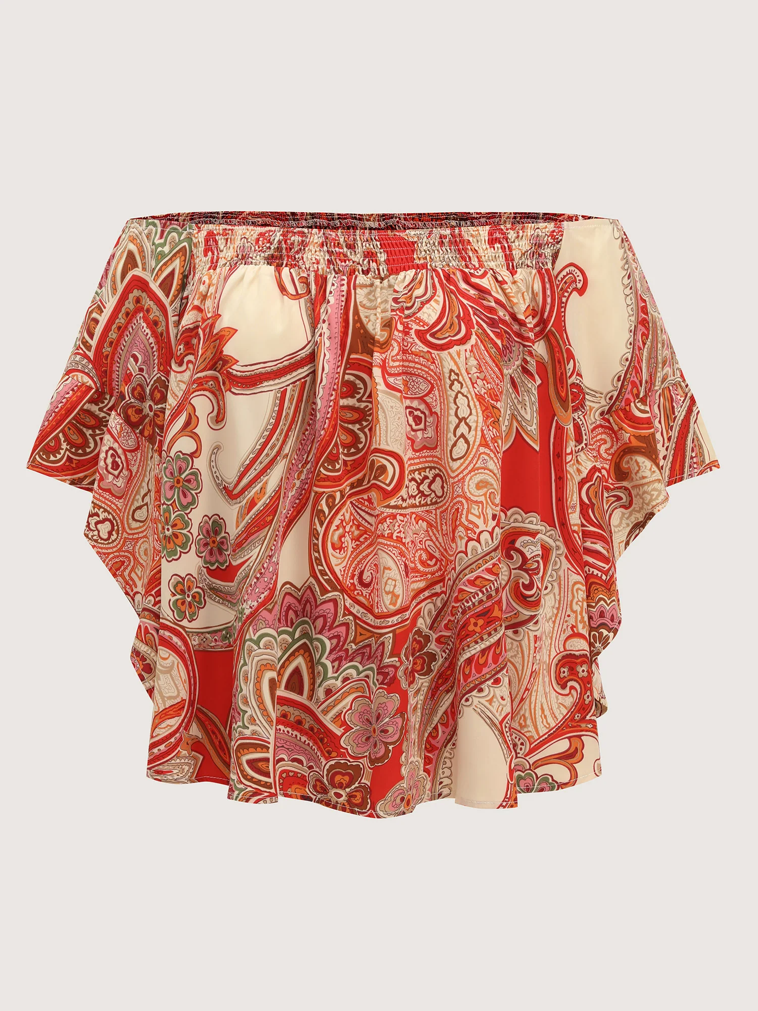 Colorful Paisley Print Off-Shoulder Blouse - Image 7