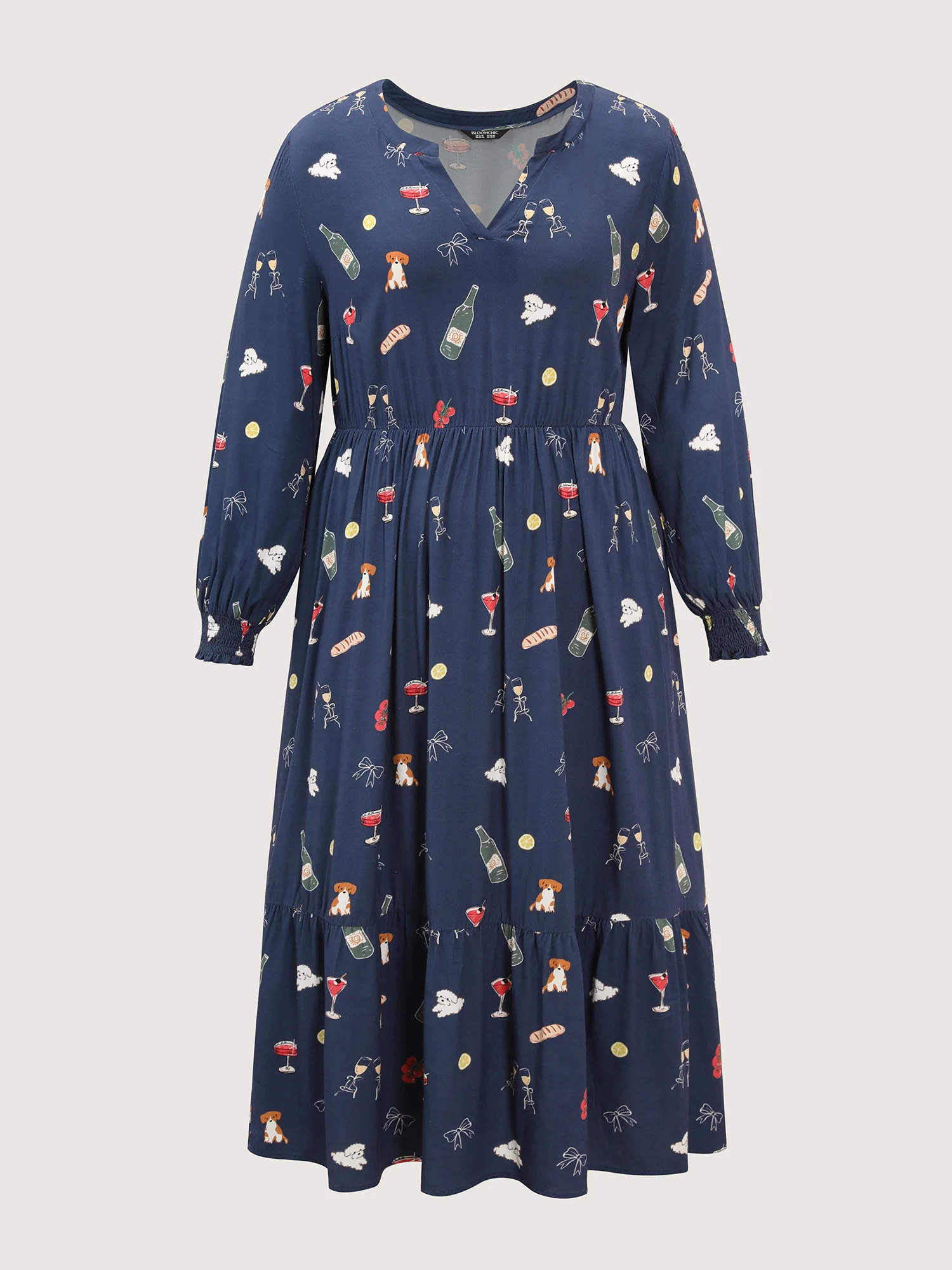 Colorful Pattern Shirred Pockets Midi Dress - Image 7