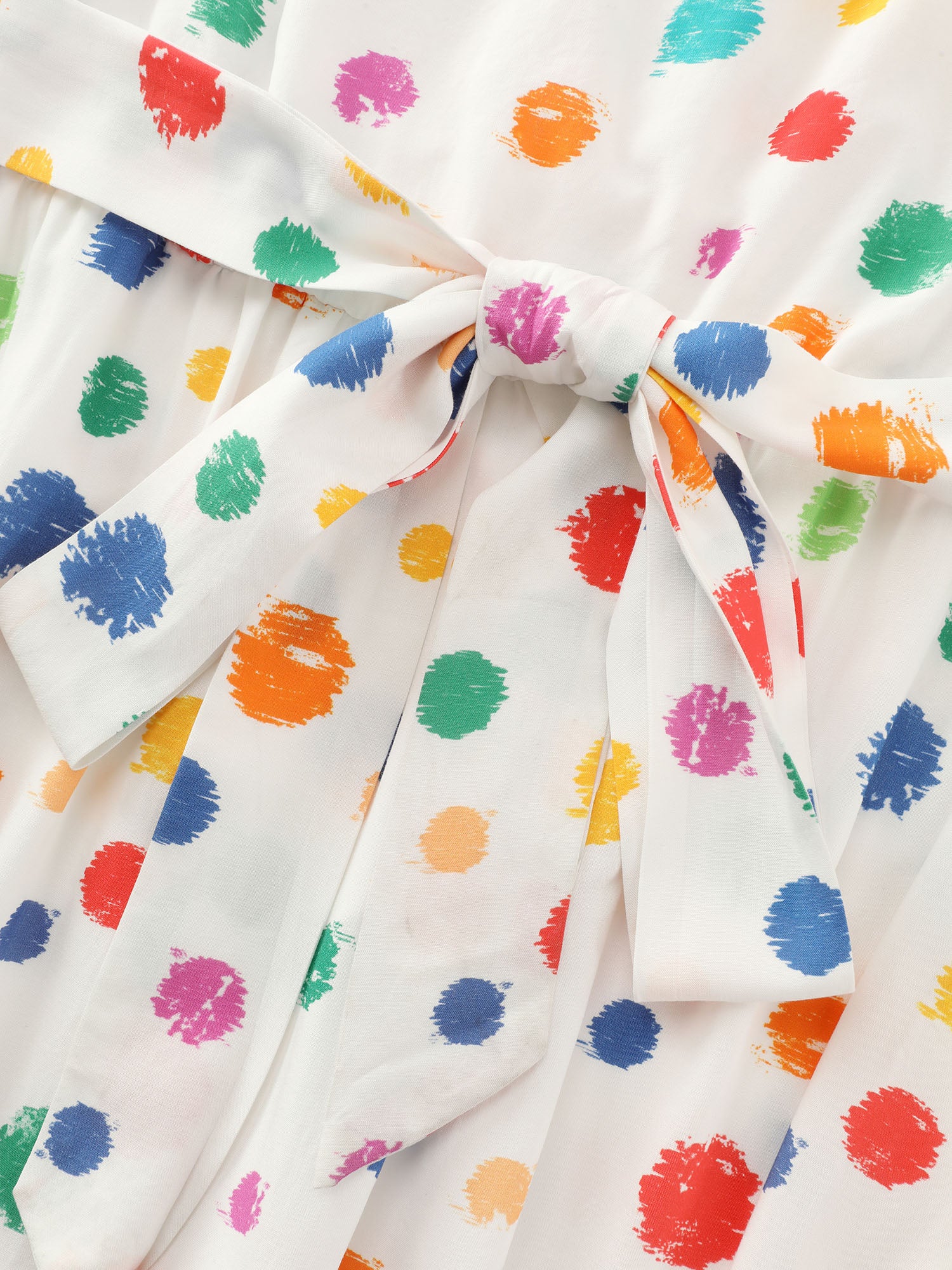Colorful Polka Dot Waist Tie Midi Dress - Image 7