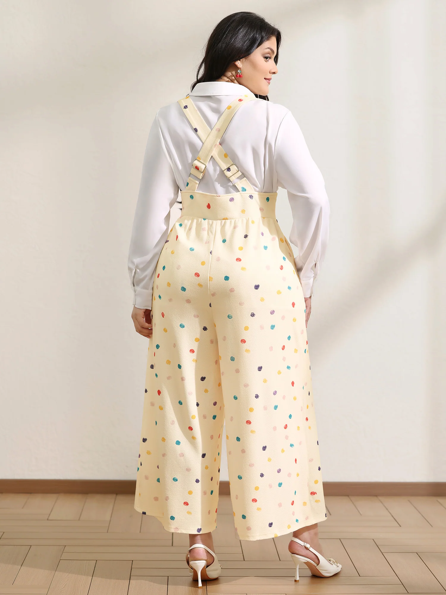 Colorful Polka Dots Cinched-Waist Jumpsuit - Image 4