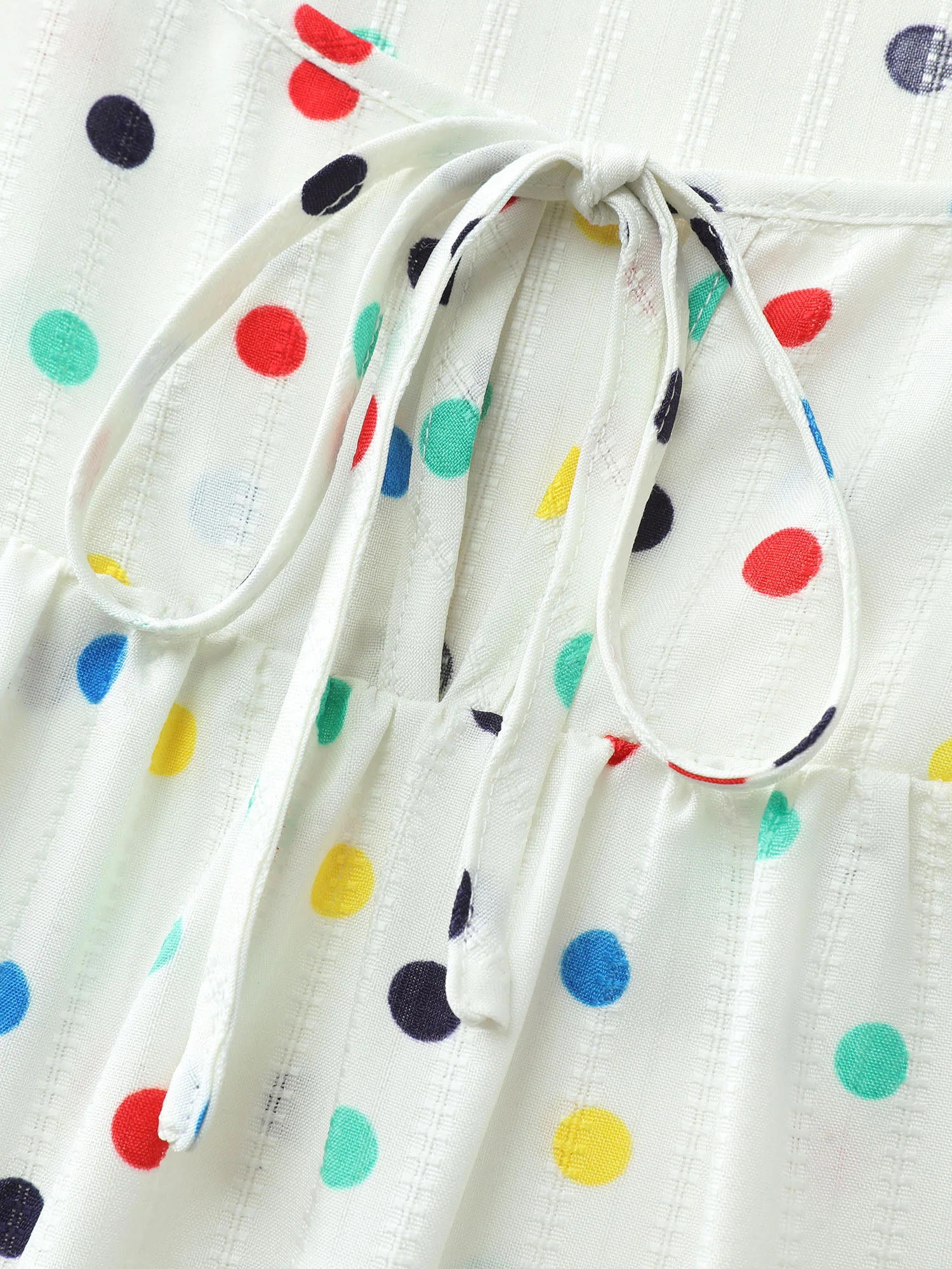Colorful Polka Dots Drawstring Ruched Blouse - Image 5