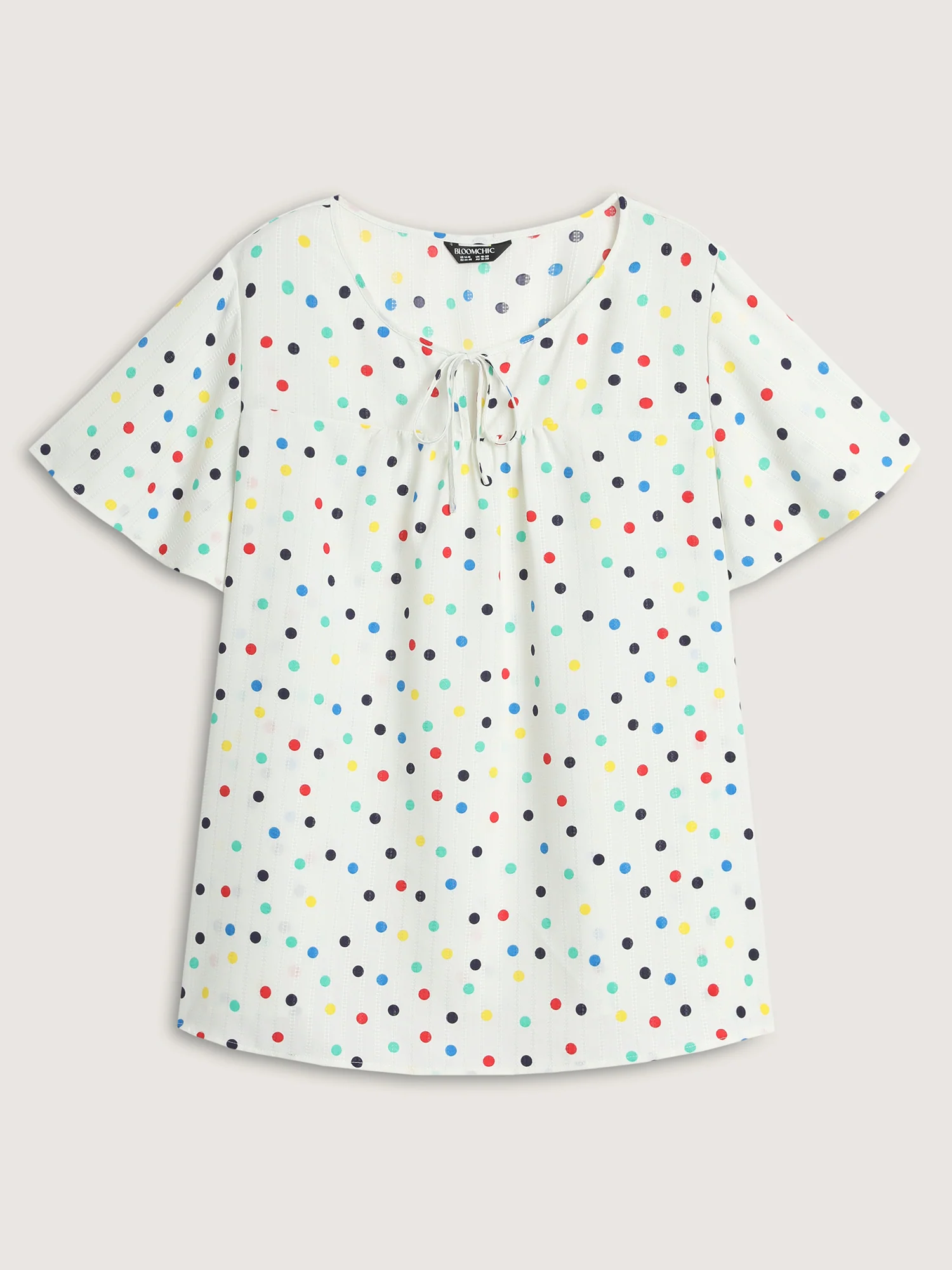 Colorful Polka Dots Drawstring Ruched Blouse - Image 6