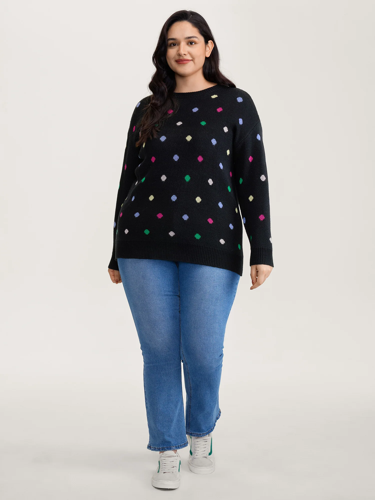 Colorful Polka Dots Jacquard Pullover - Image 3