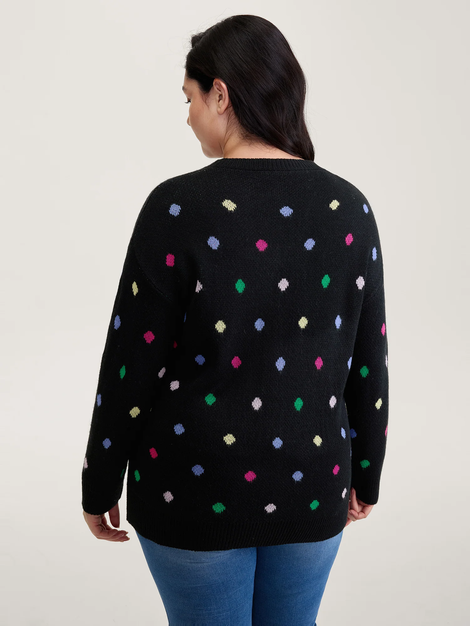 Colorful Polka Dots Jacquard Pullover - Image 4