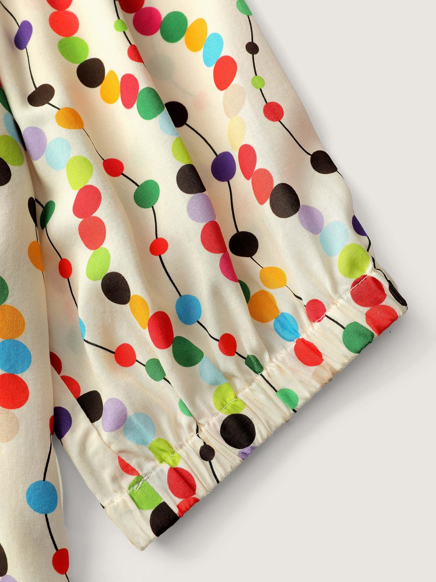 Colorful Polka Dots Rayon Notched Collar Blouse - Image 5