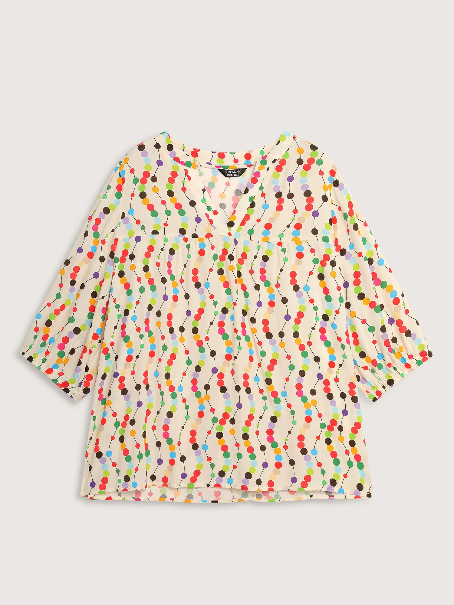 Colorful Polka Dots Rayon Notched Collar Blouse - Image 6