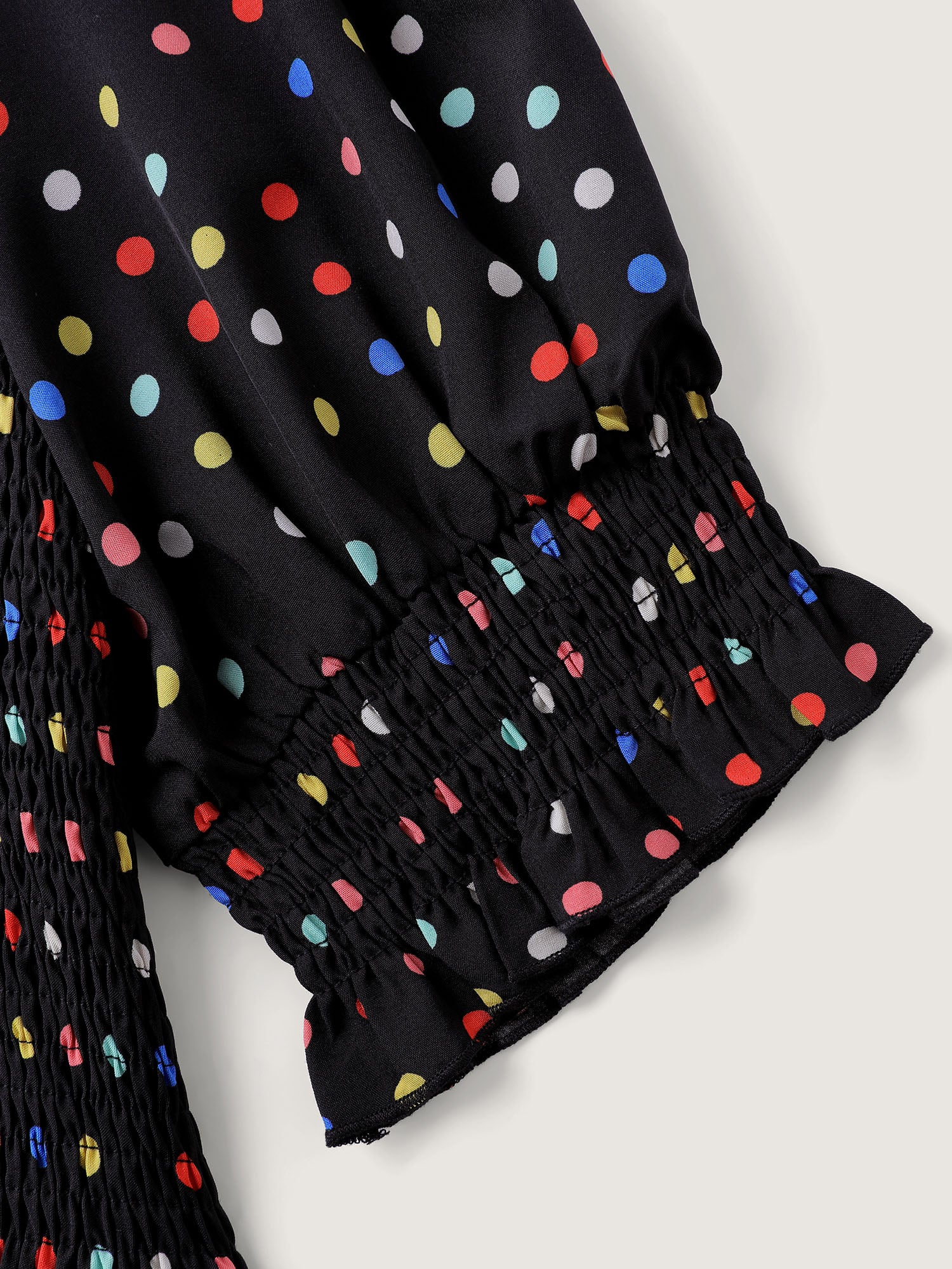 Colorful Polka Dots Shirred Bodice Midi Dress - Image 5