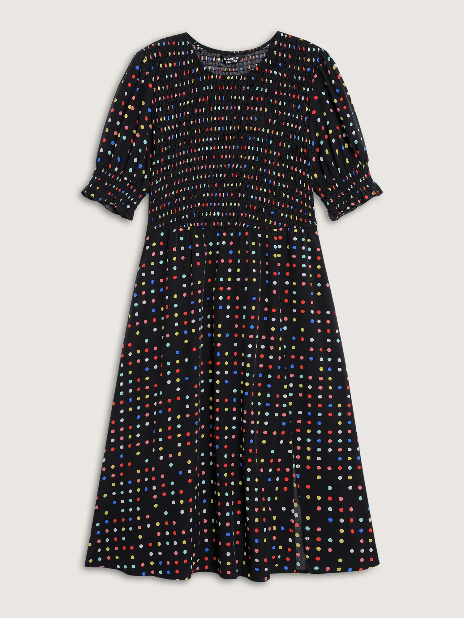 Colorful Polka Dots Shirred Bodice Midi Dress - Image 7