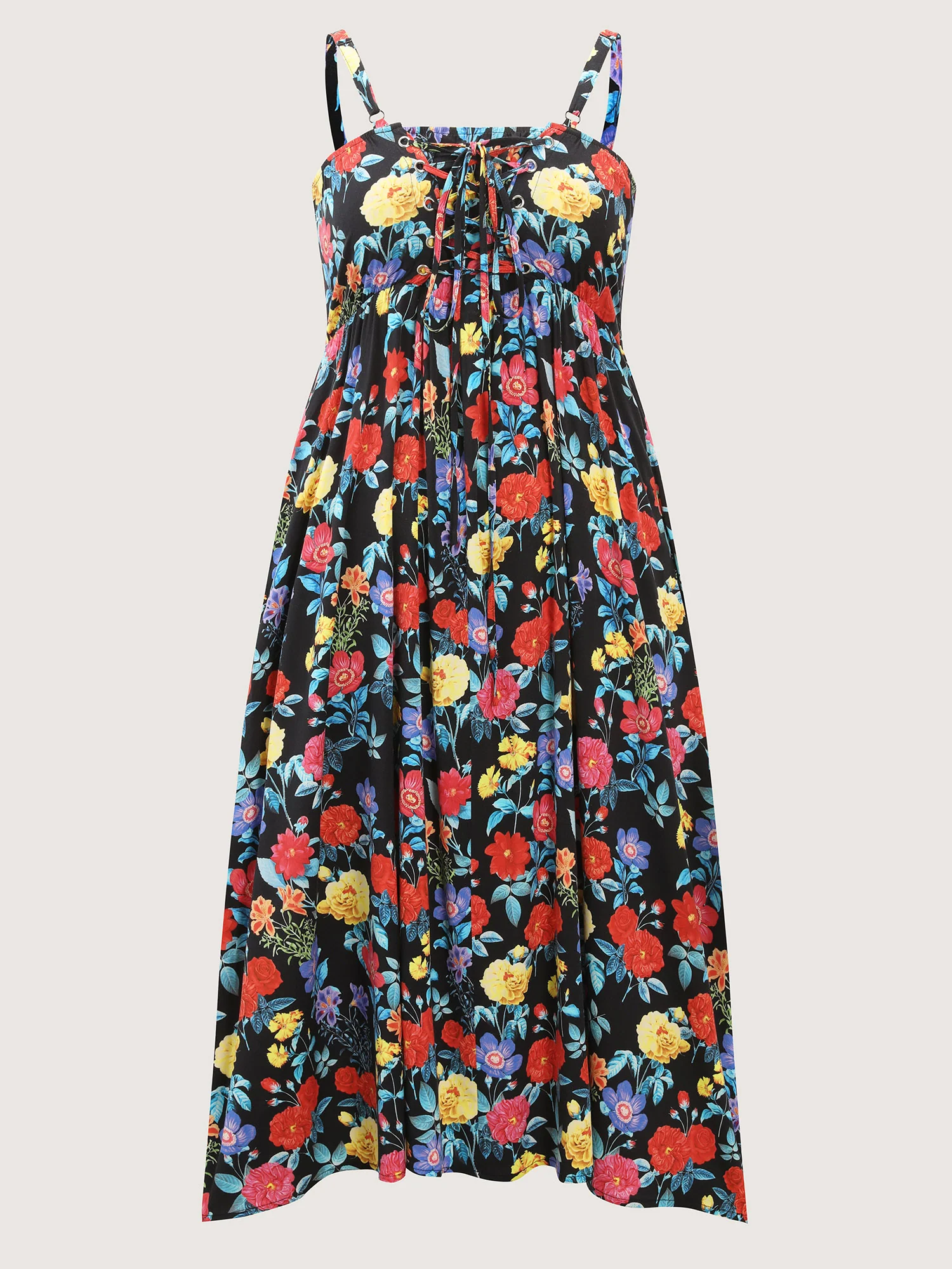 Colorful Print Side Slit Floral Maxi Dress - Image 8