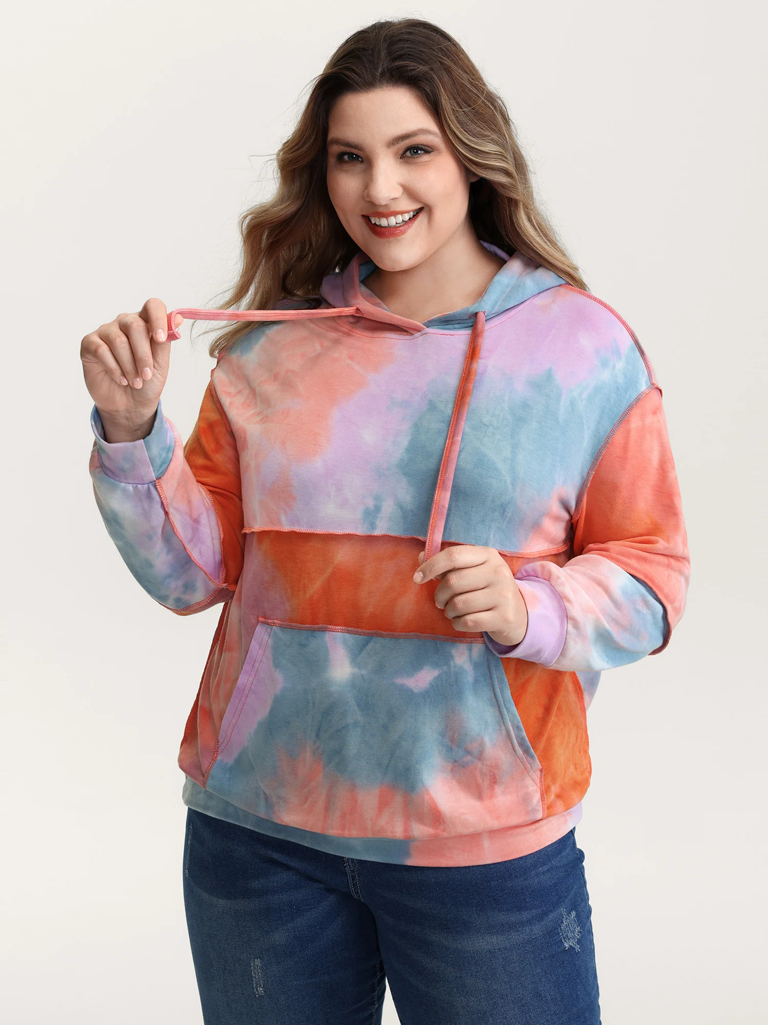 Colorful Relaxed-Fit Pockets Hoodie - Image 2