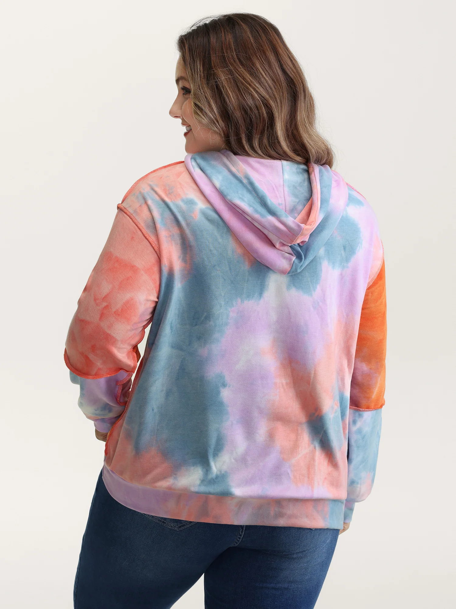 Colorful Relaxed-Fit Pockets Hoodie - Image 4