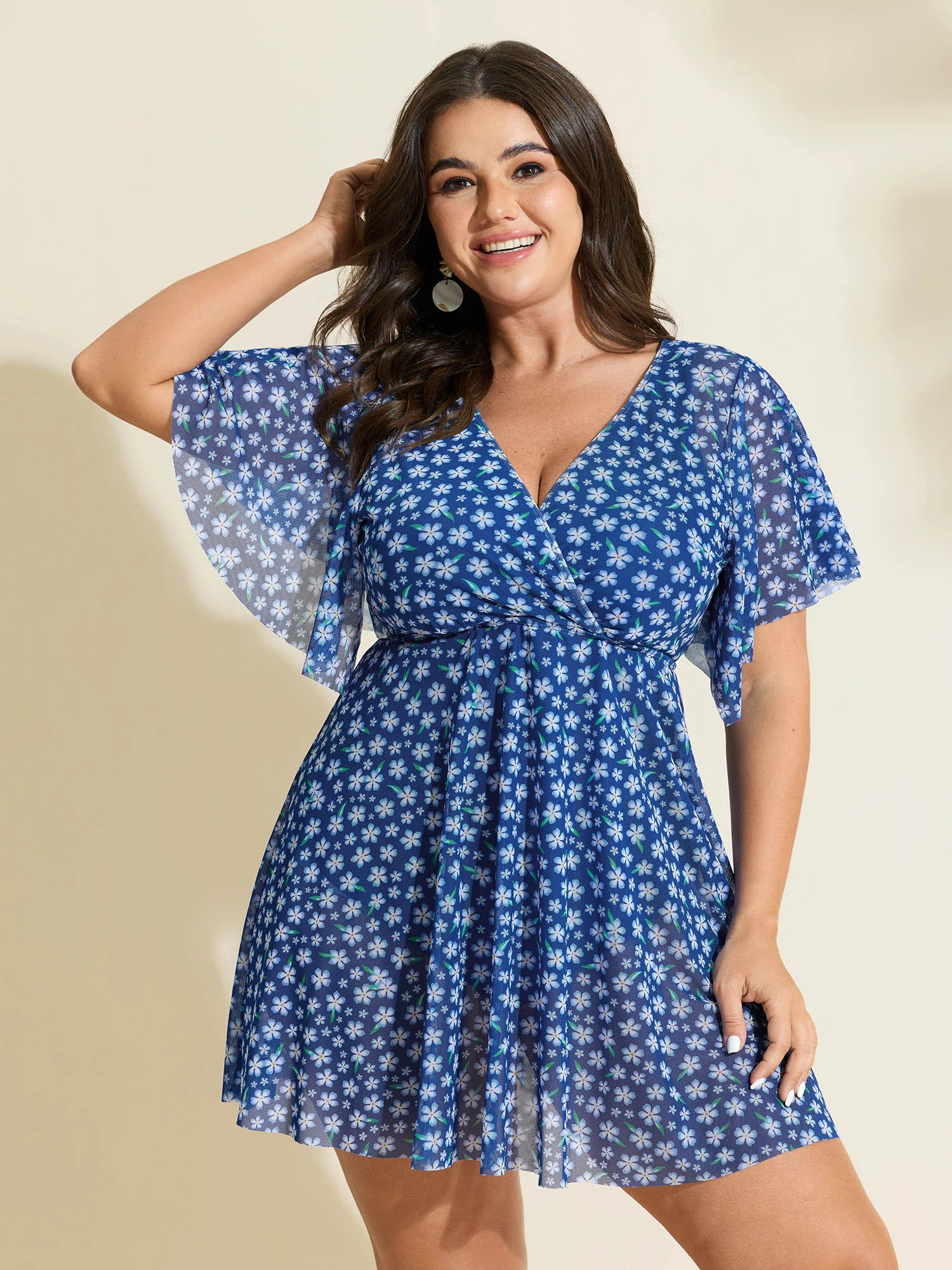 Colorful Sheer Floral Print Swim Dress - Image 24