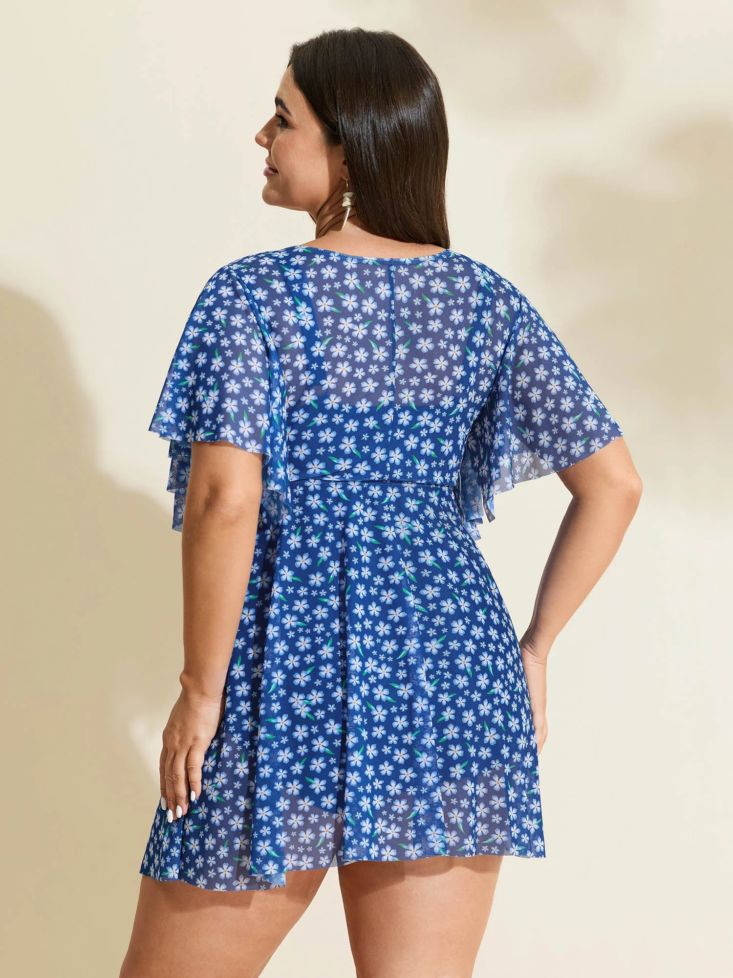 Colorful Sheer Floral Print Swim Dress - Image 29
