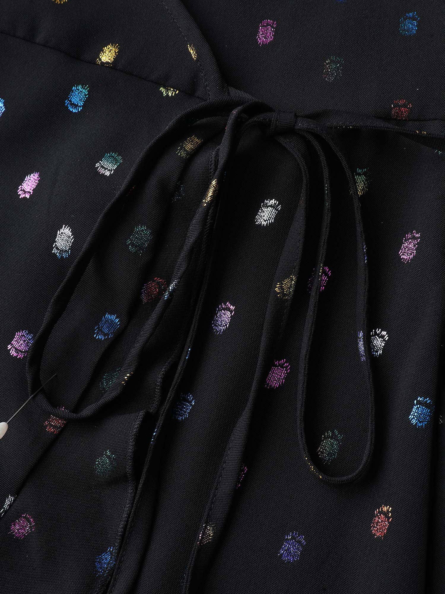 Colorful Shimmery Polka Dots Midi Dress - Image 6
