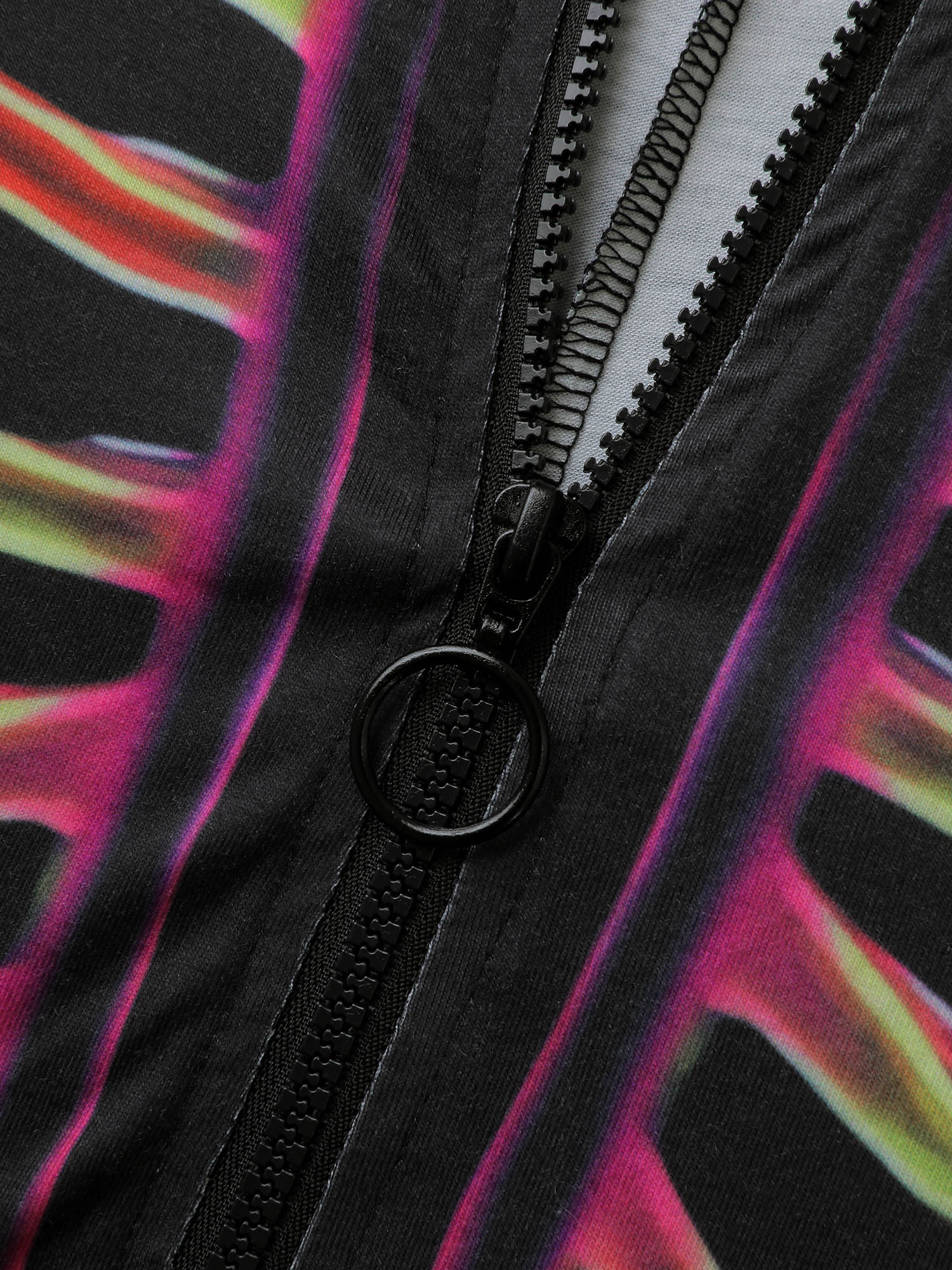 Colorful Skeleton Print Zipper Lounge Jumpsuit - Image 6