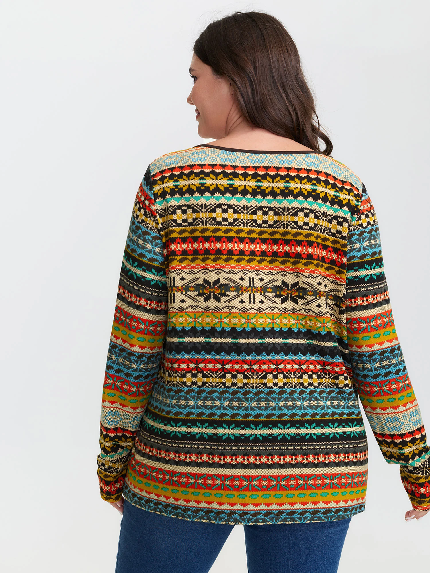 Colorful Stripe Button Placket T-Shirt - Image 4