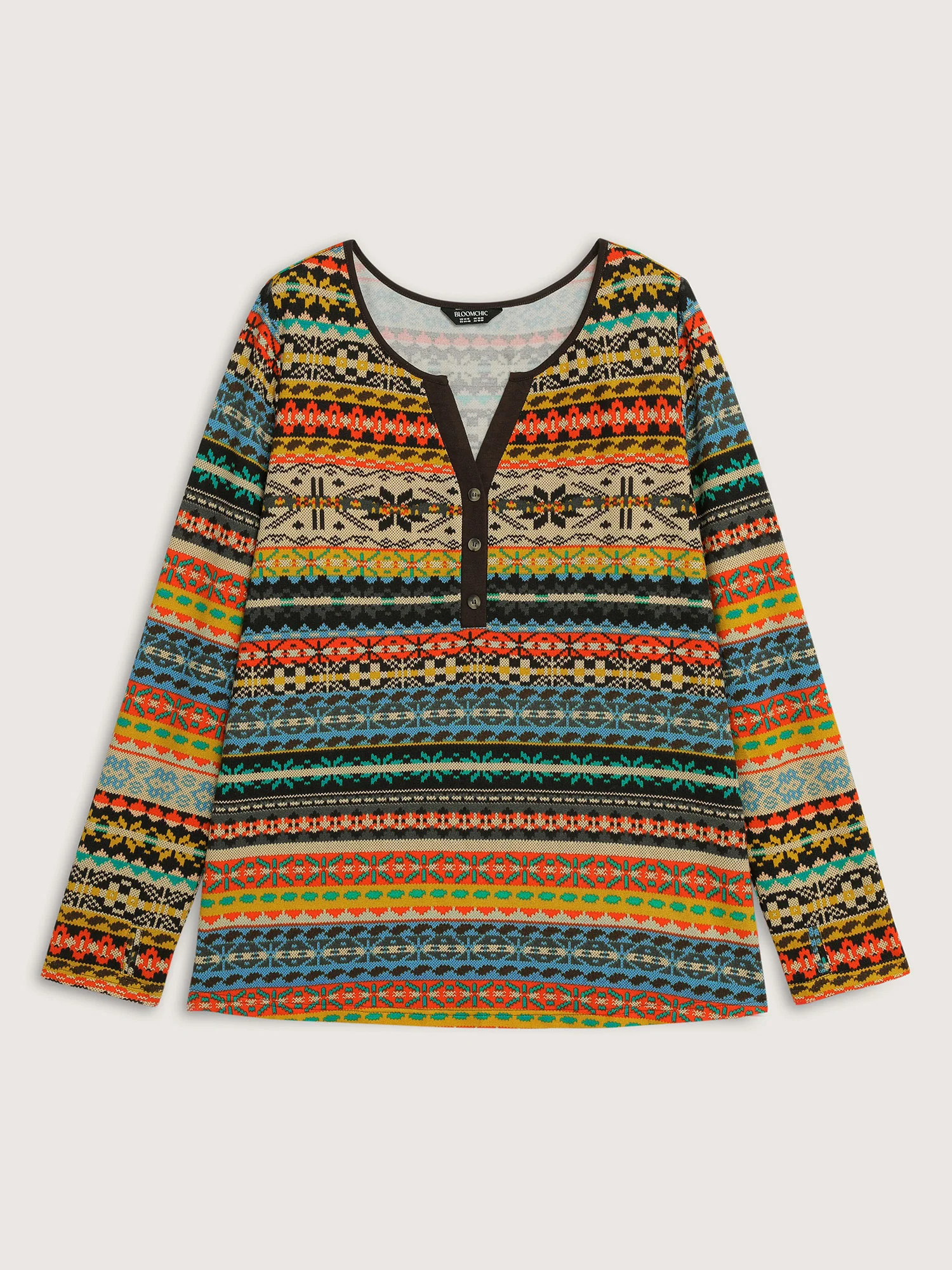 Colorful Stripe Button Placket T-Shirt - Image 7