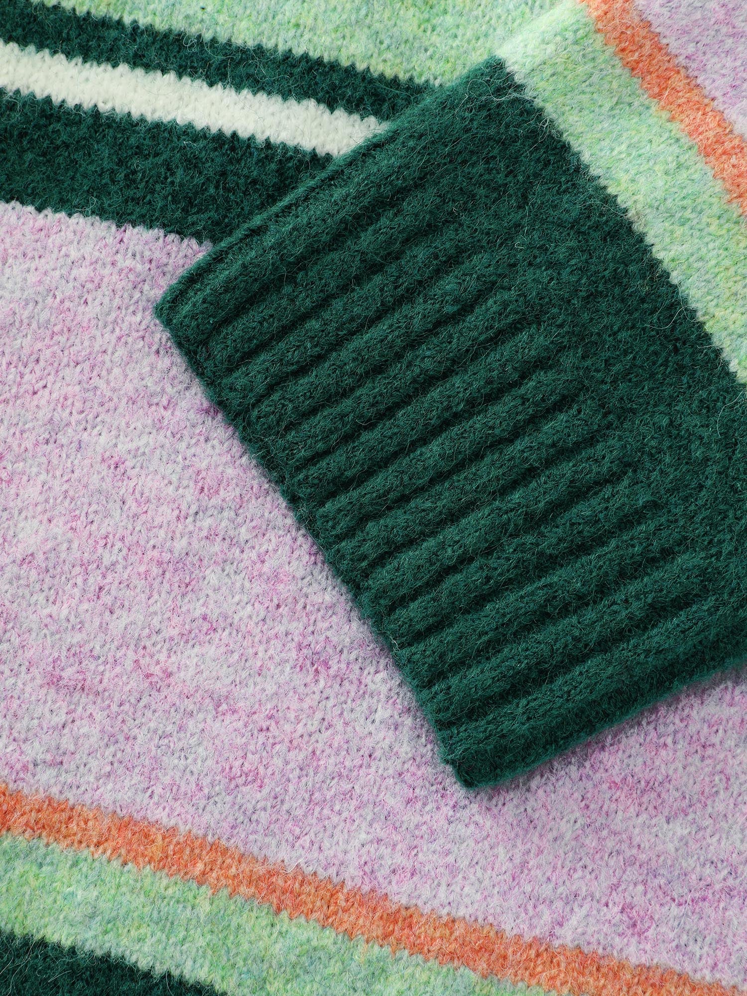 Colorful Stripe Drape Turtleneck Sweater Dress - Image 6