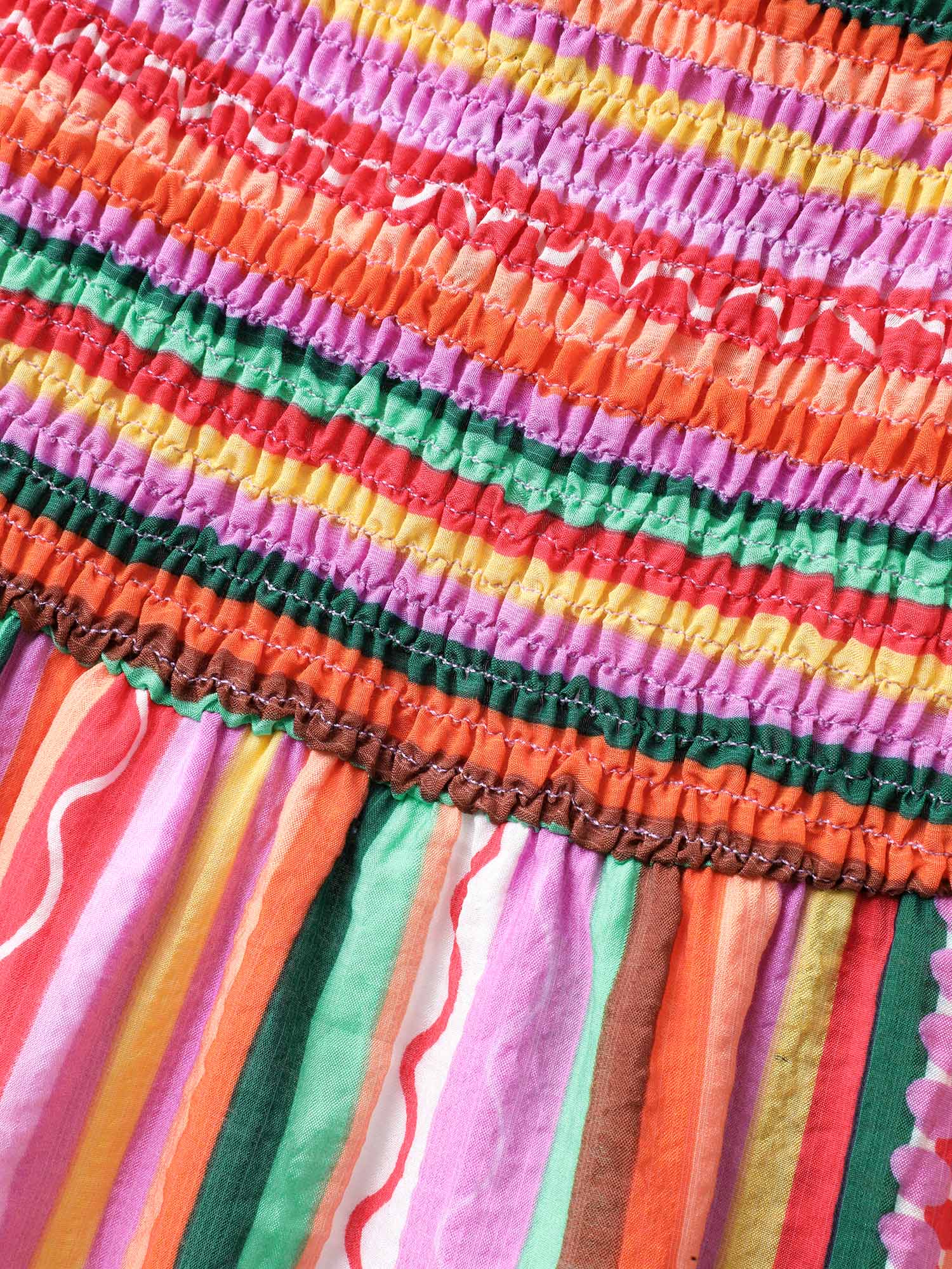 Colorful Stripe Flutter Sleeve Pockets Midi Dress - Image 6