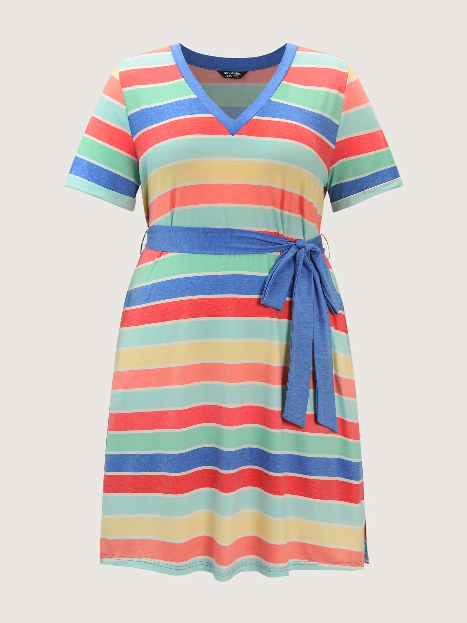 Colorful Stripe Heather Pockets Midi Dress - Image 7