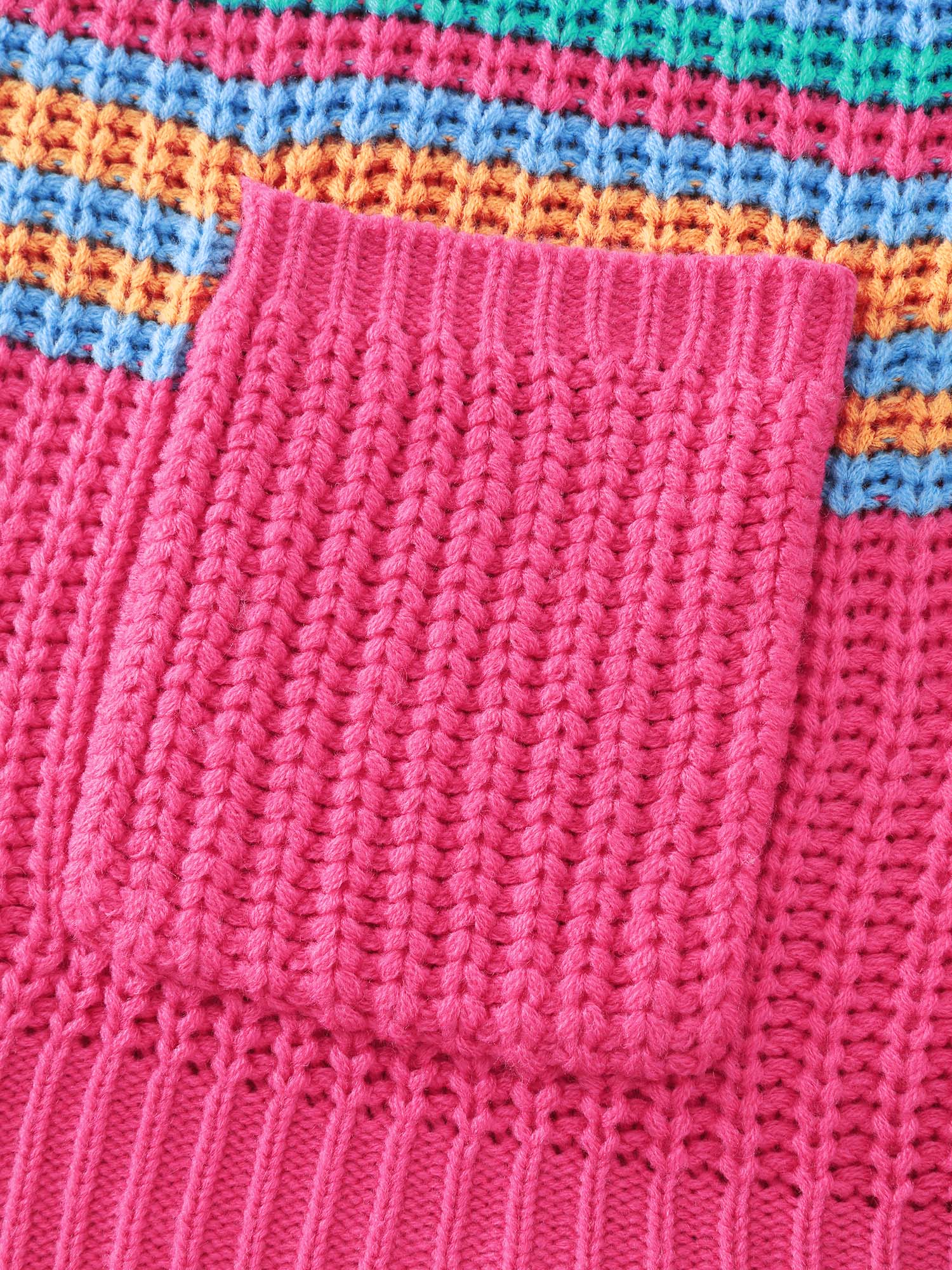 Colorful Stripe Pockets Knit Cardigan - Image 5