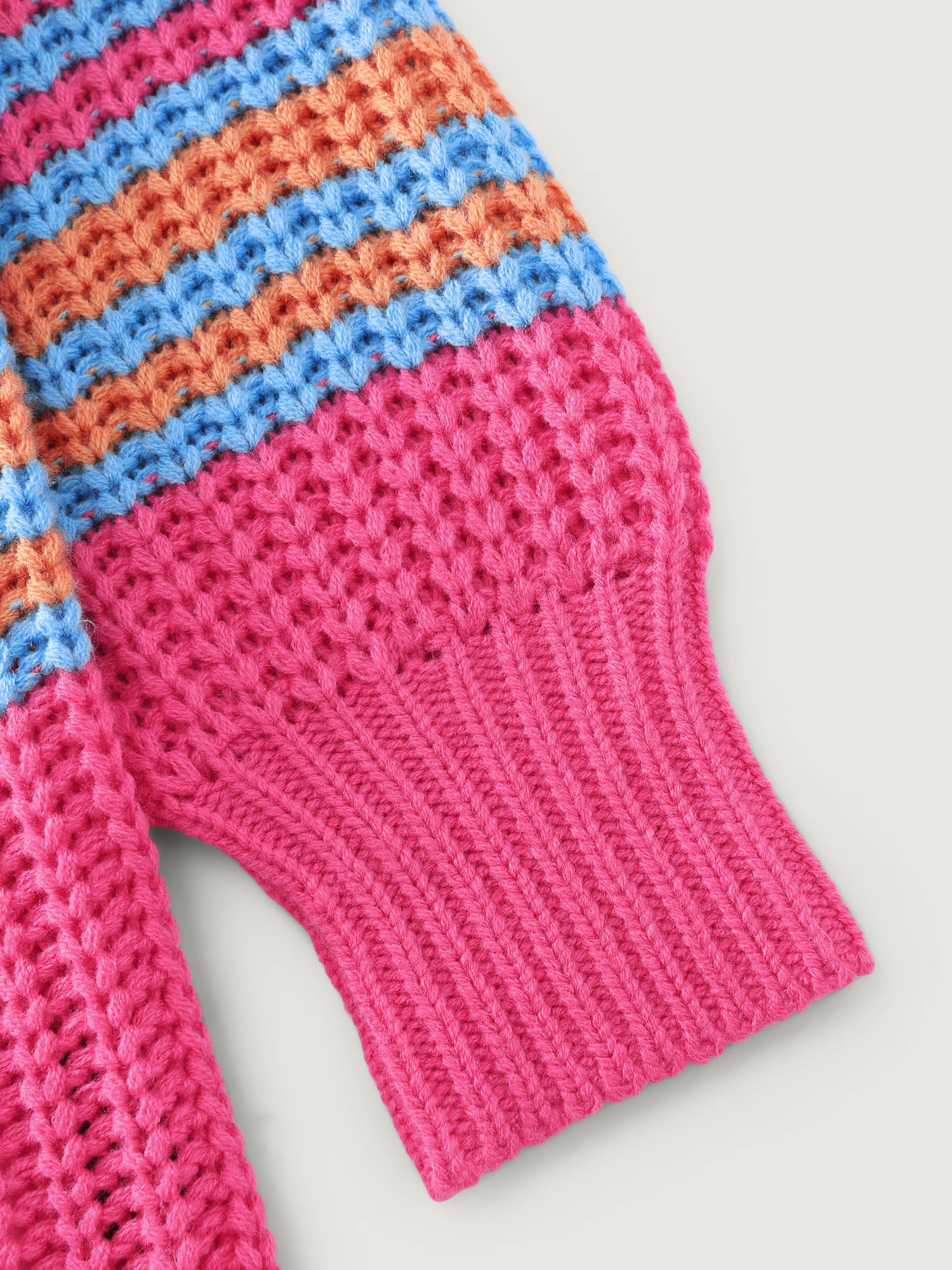 Colorful Stripe Pockets Knit Cardigan - Image 6