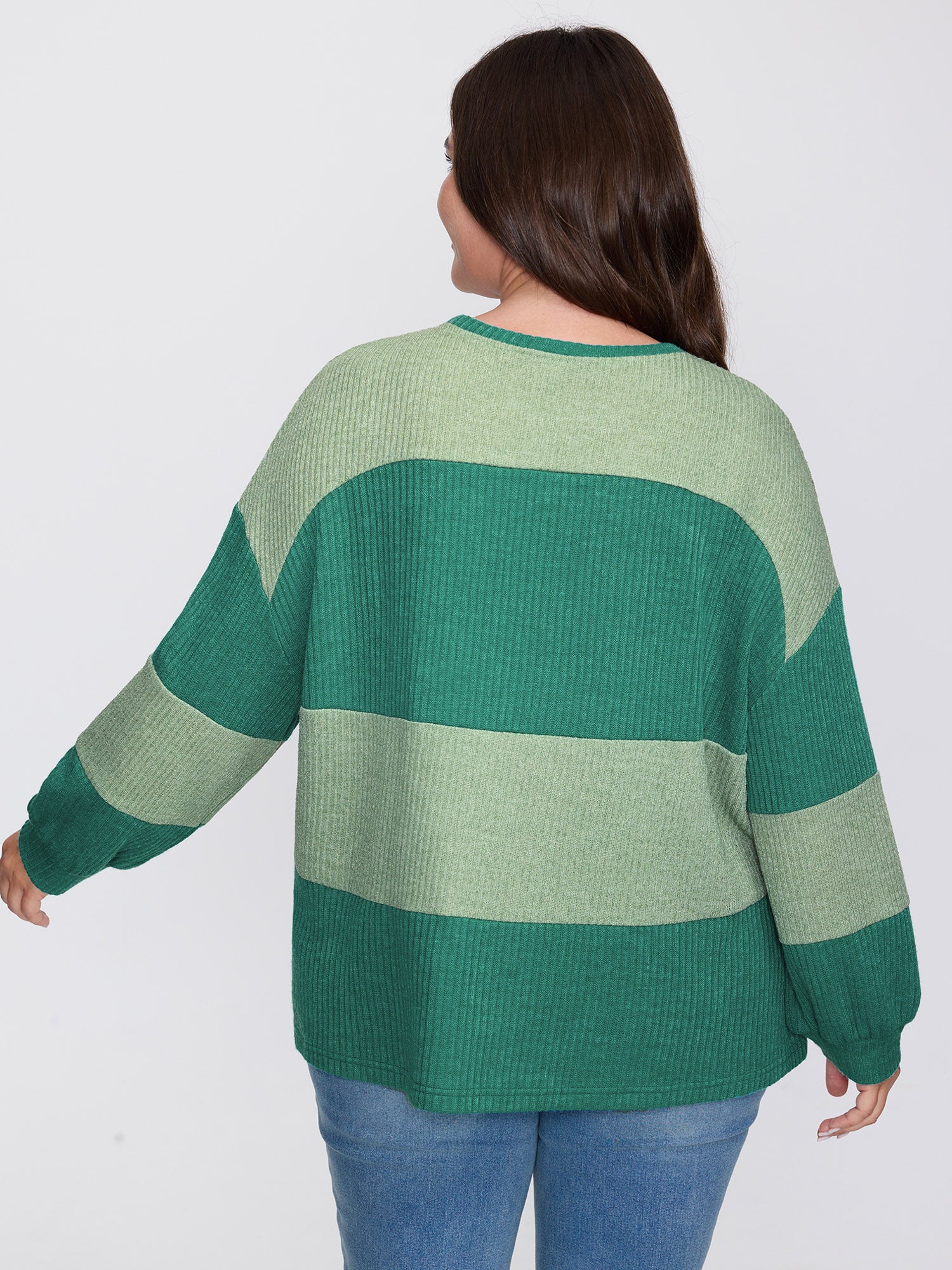 Colorful Stripe Ribbed Drop Shoulder Sweatshirt - Image 4