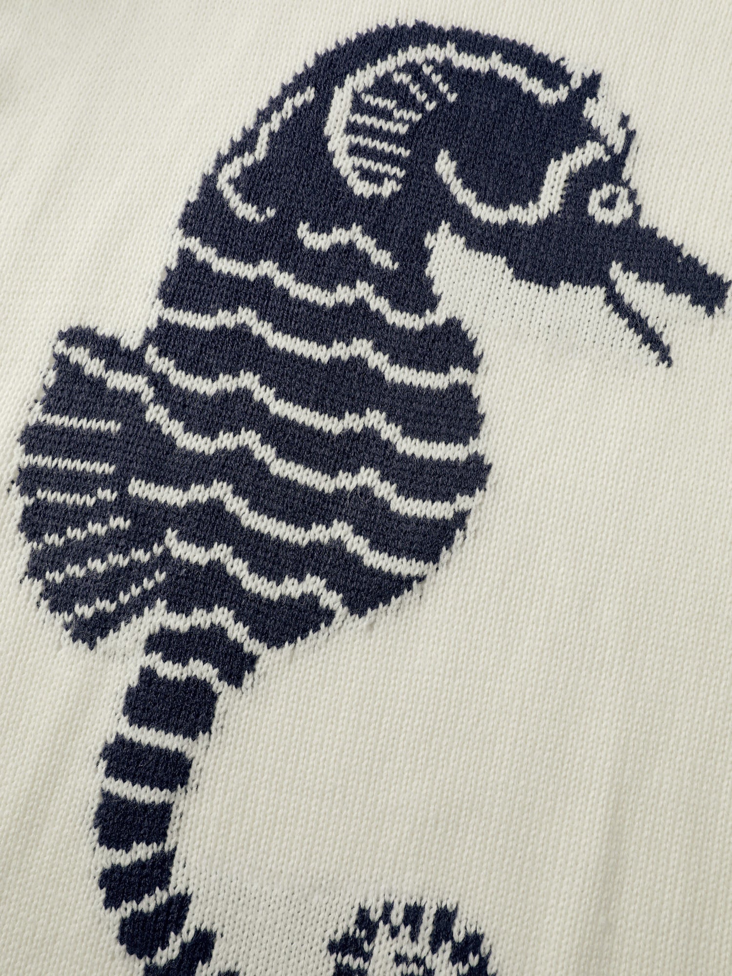 Colorful Stripe Seahorse Motif Jacquard Knit Cardigan - Image 6