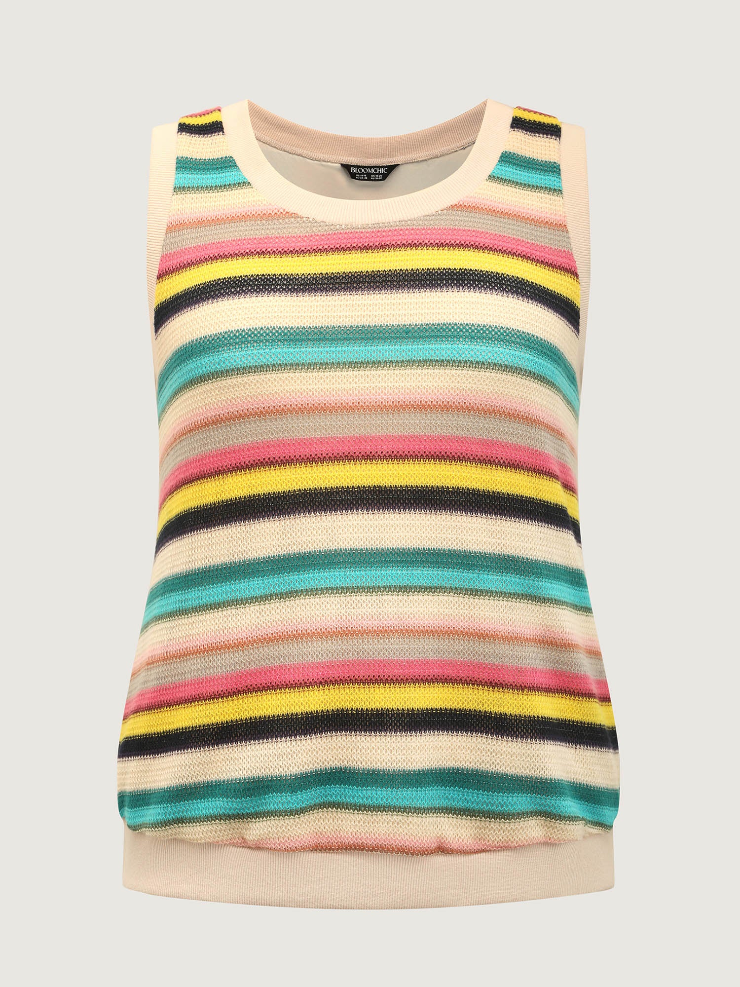 Colorful Stripe Stretchy Ribbed Hem Tank Top - Image 5