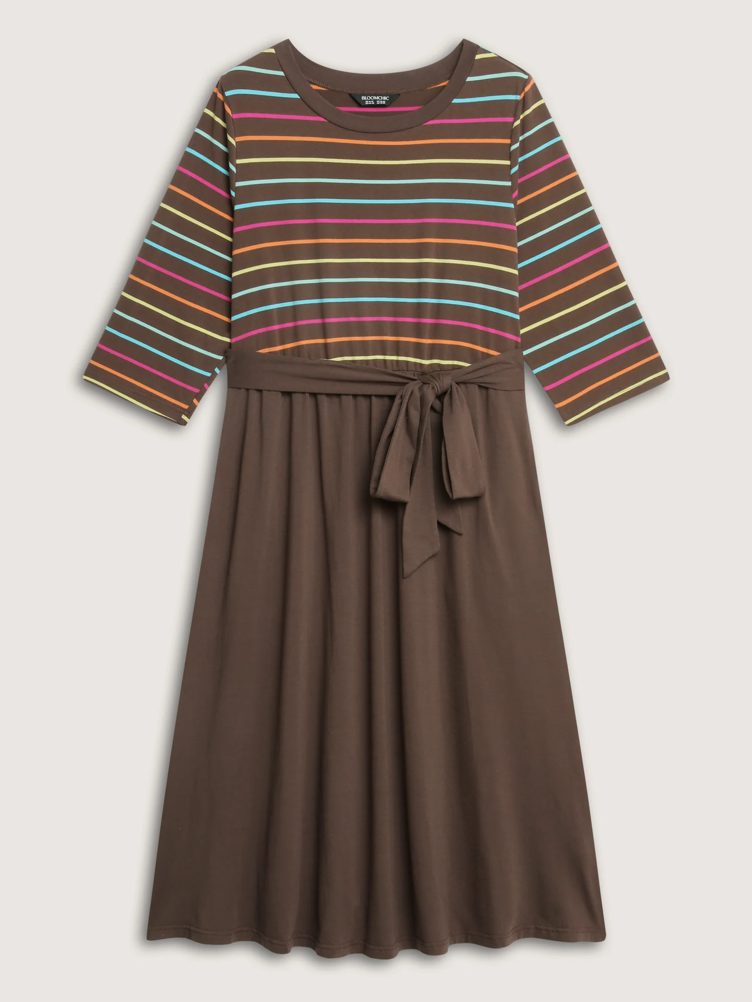 Colorful Stripe Stretchy Waist Midi Dress - Image 7