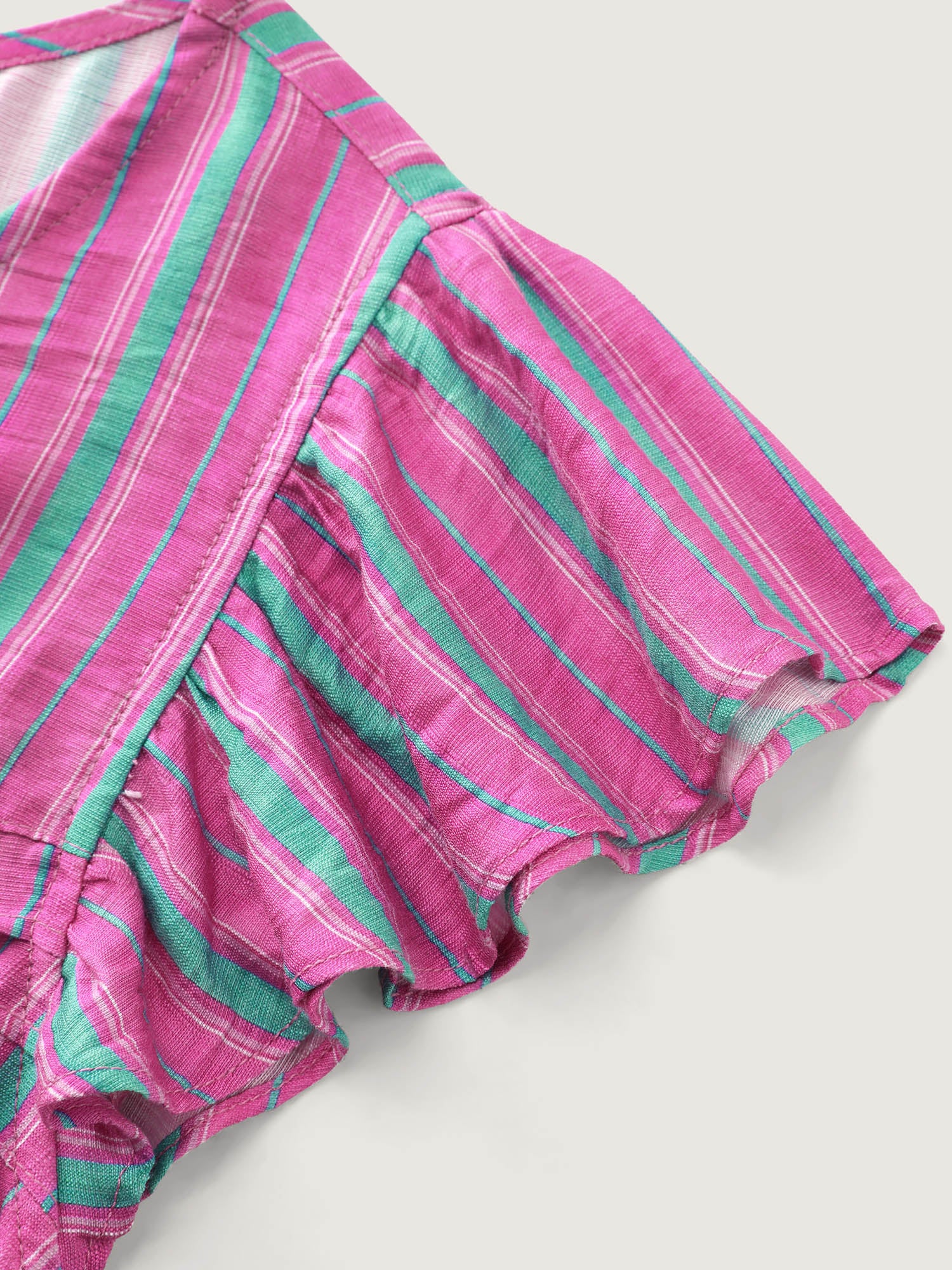 Colorful Striped Print Flutter Sleeve Blouse - Image 5