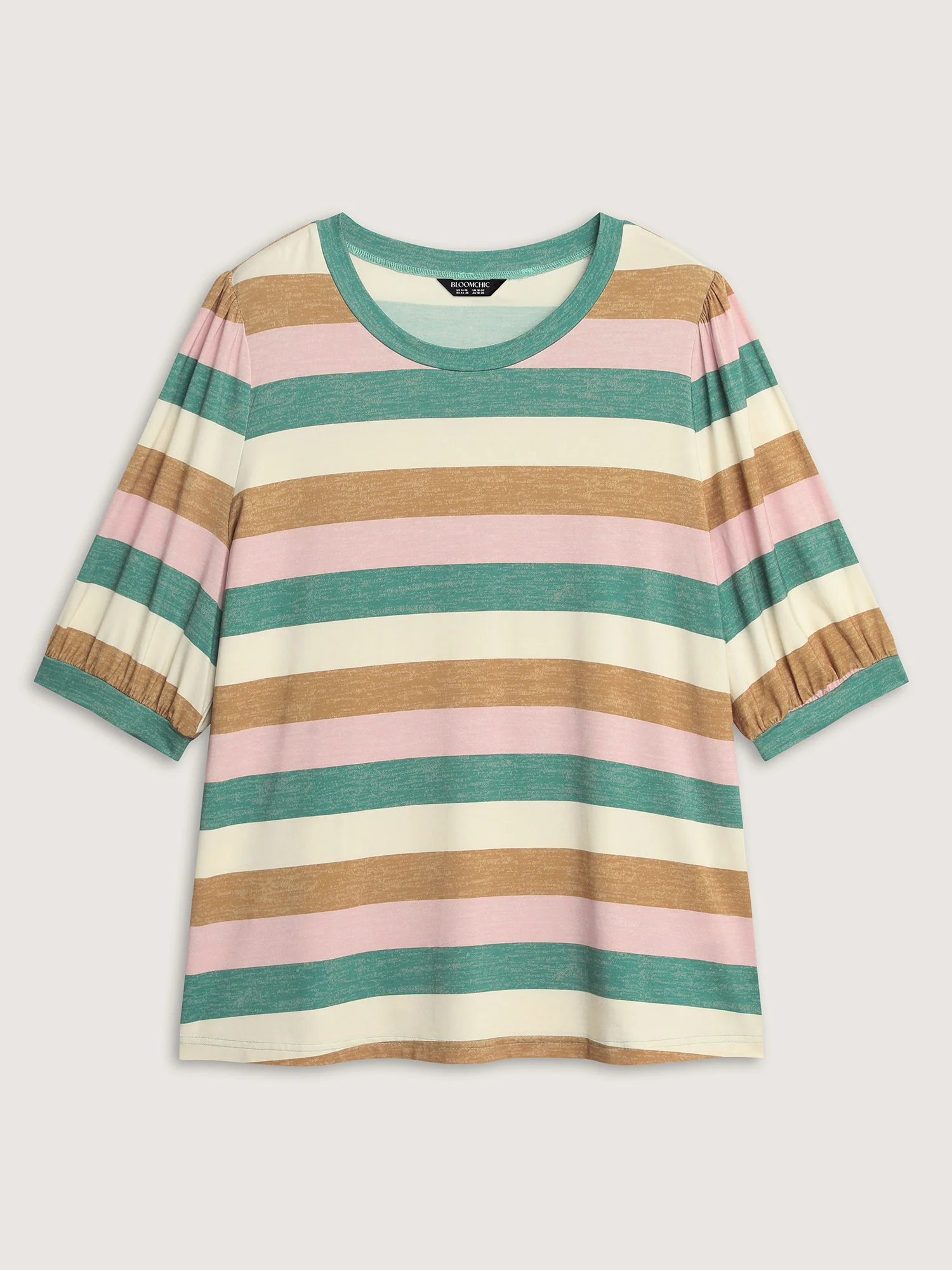 Colorful Striped Print Round Neck T-Shirt - Image 7