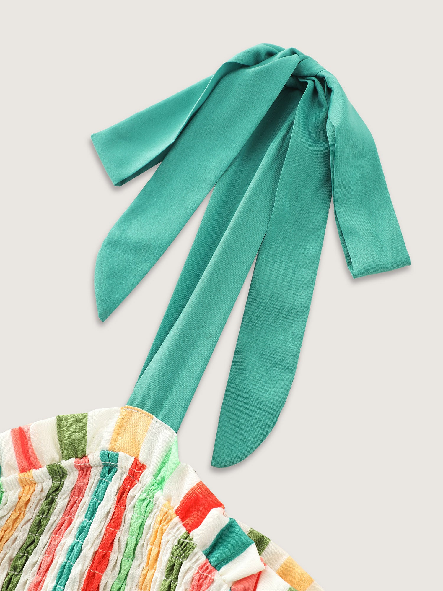 Colorful Striped Print Shoulder-Tie Maxi Dress - Image 5