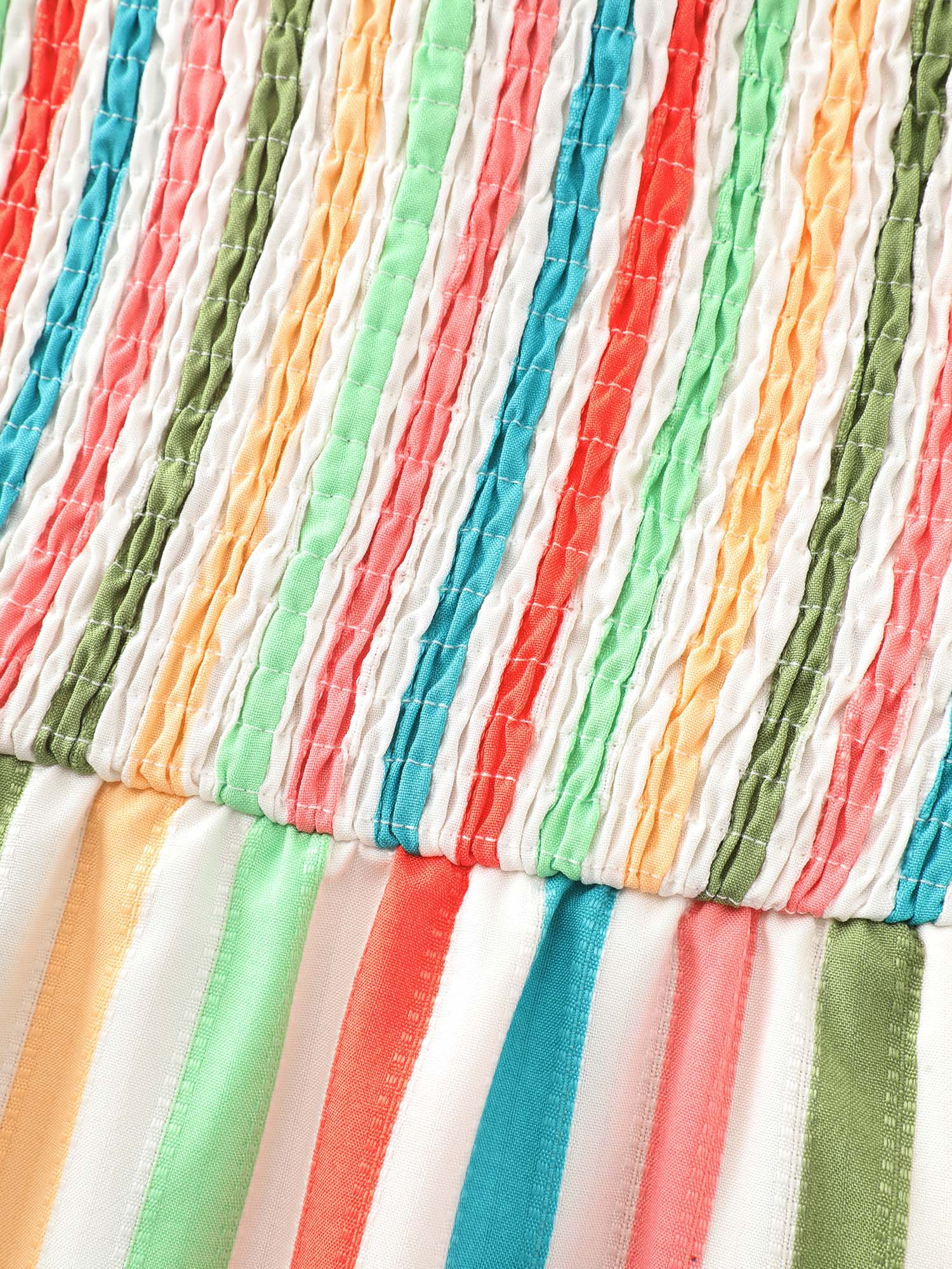Colorful Striped Print Shoulder-Tie Maxi Dress - Image 6