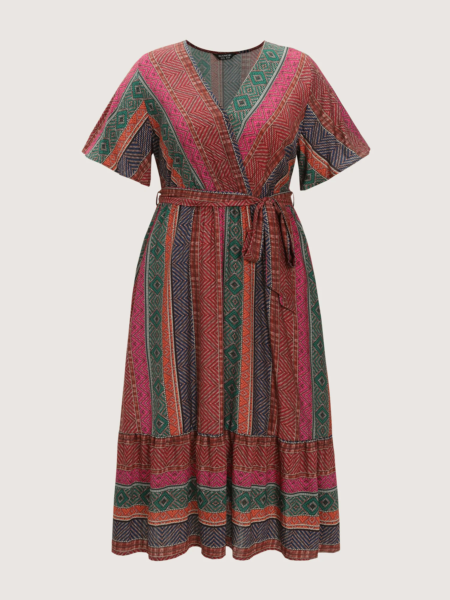 Colorful Striped Print Waist-Tie Maxi Dress - Image 6