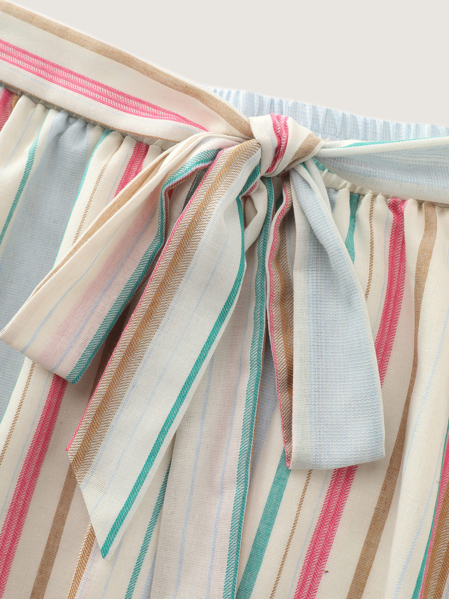 Cotton Striped Print Waist-Tie Maxi Skirt - Image 7