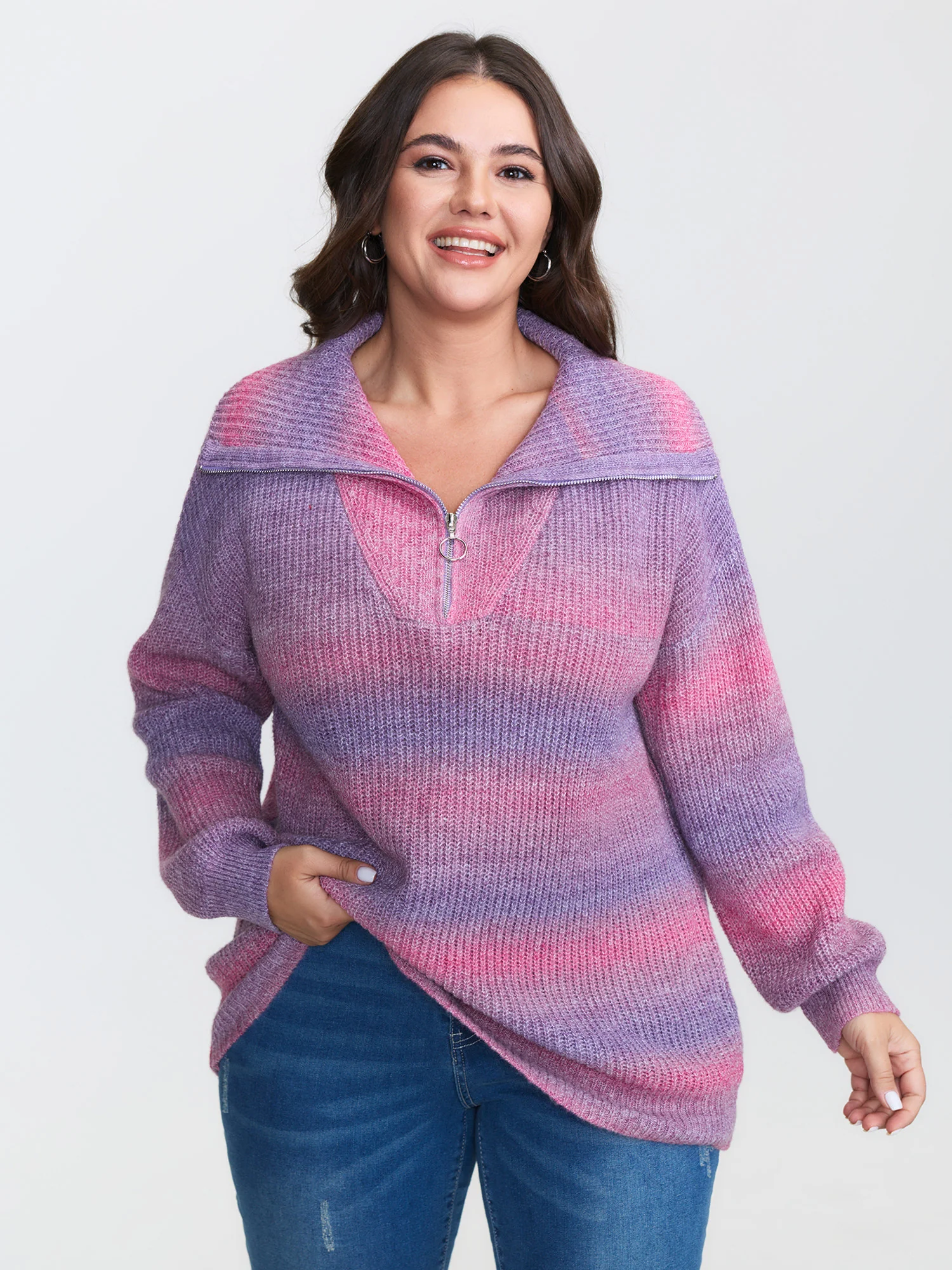 Colorful Striped Textured Polo Pullover