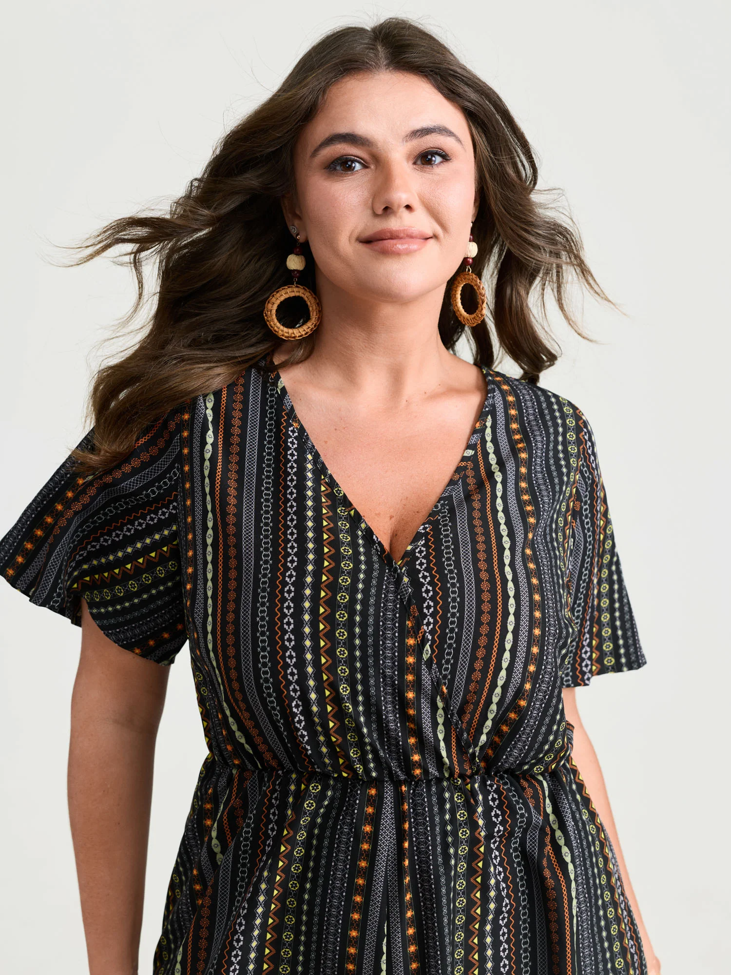 Colorful Stripes Back-Tie Cut-Out Romper - Image 3