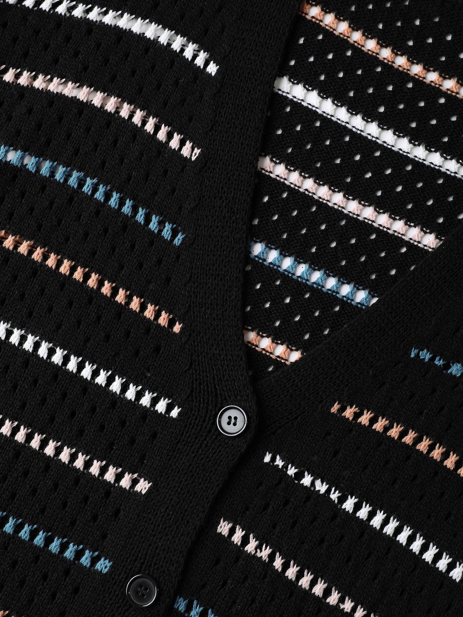 Colorful Stripes Button Detail Knit Cardigan - Image 7