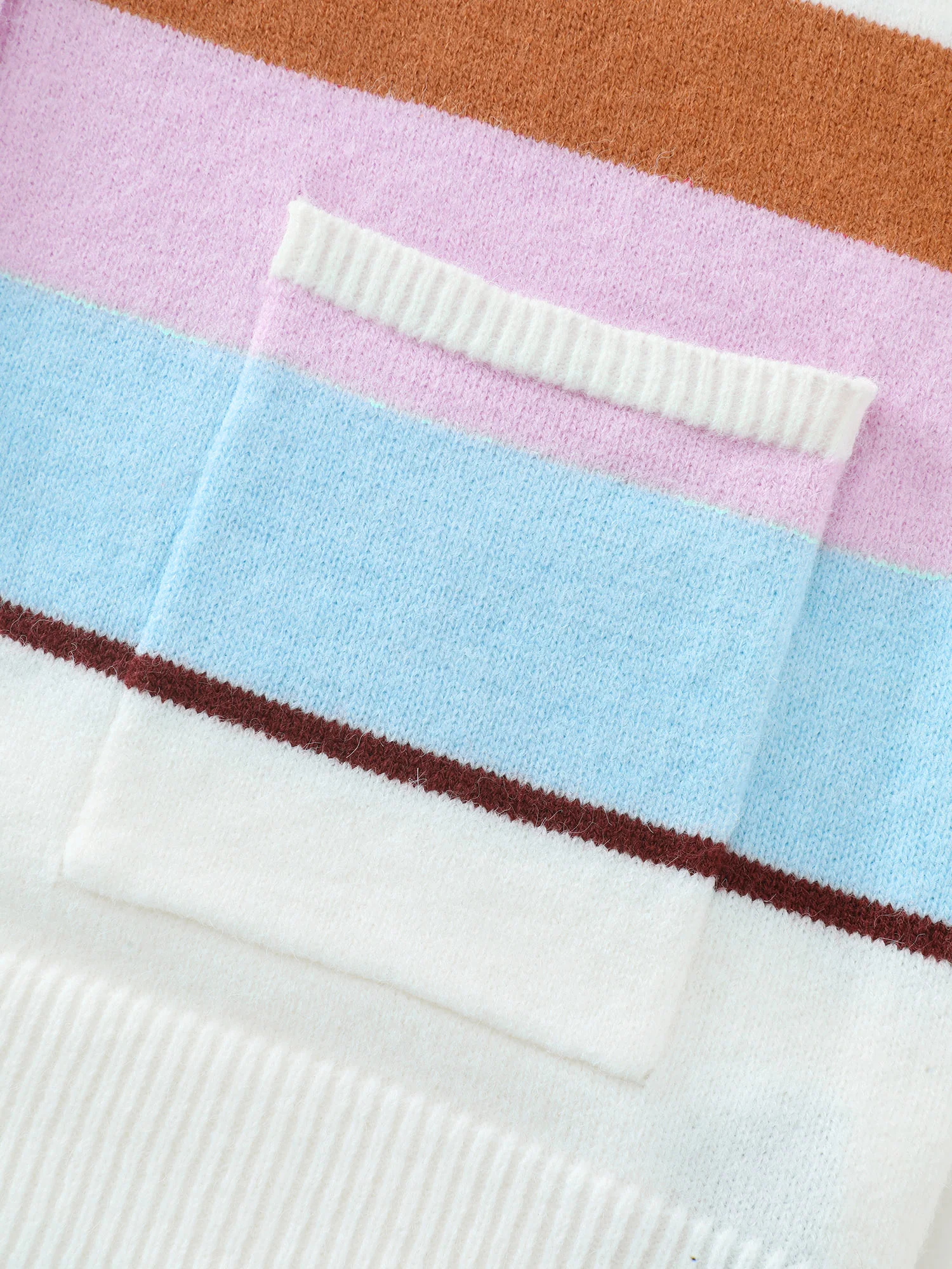 Colorful Stripes Button Knit Cardigan - Image 6