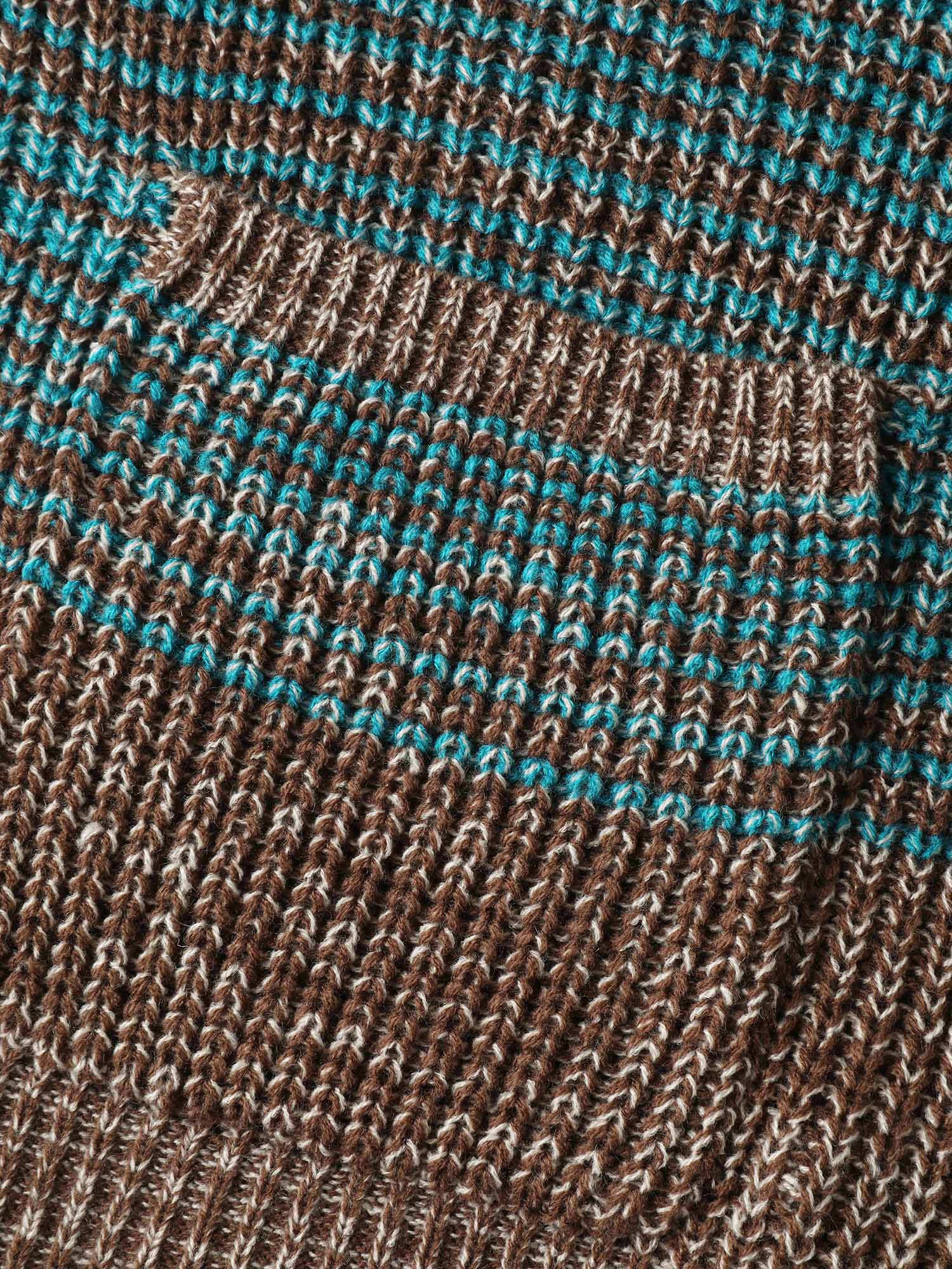 Colorful Stripes Button Pockets Knit Cardigan - Image 6