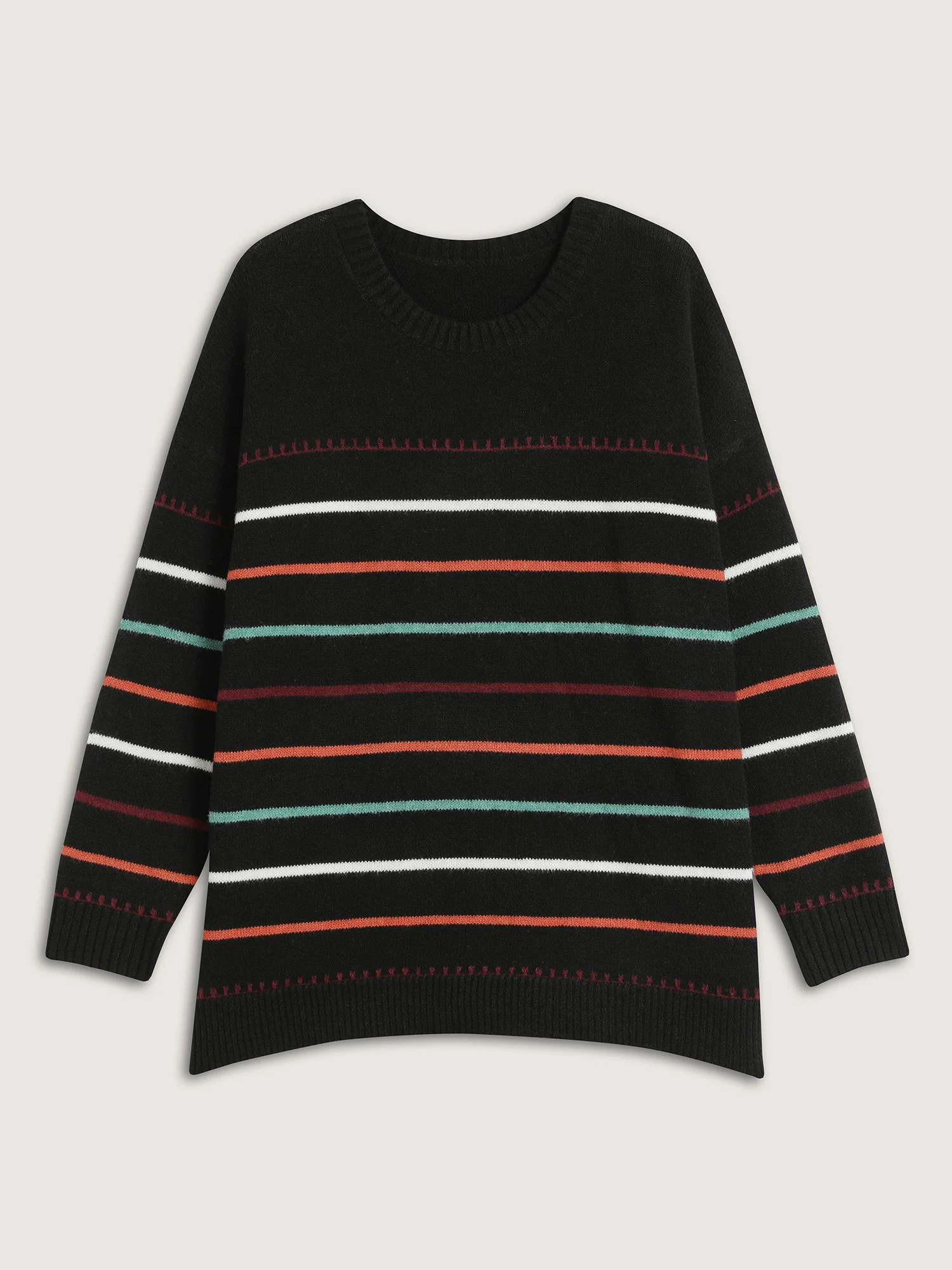 Colorful Stripes Crewneck Fitted Pullover - Image 6