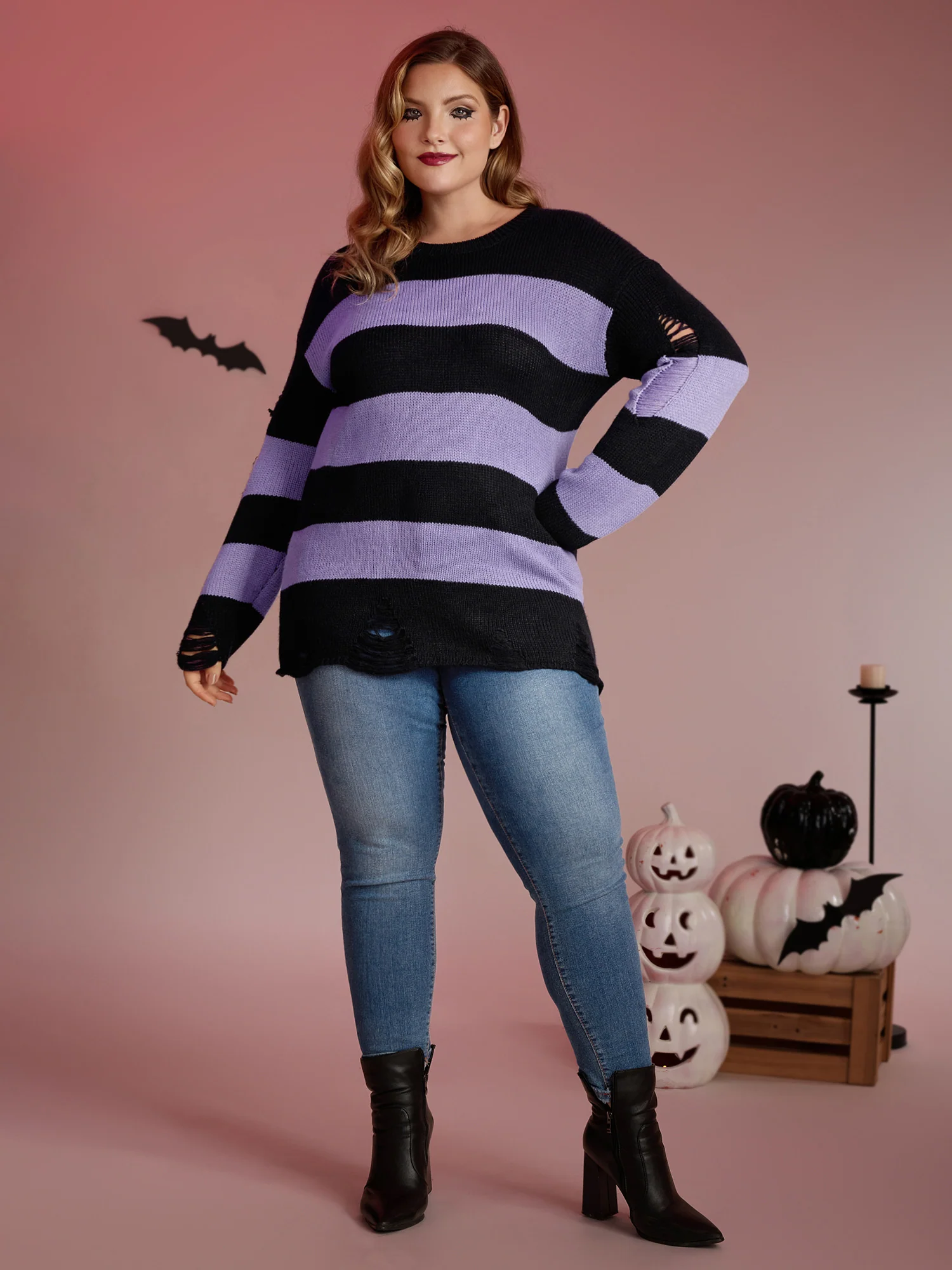 Colorful Stripes Cut-Out Pullover - Image 3