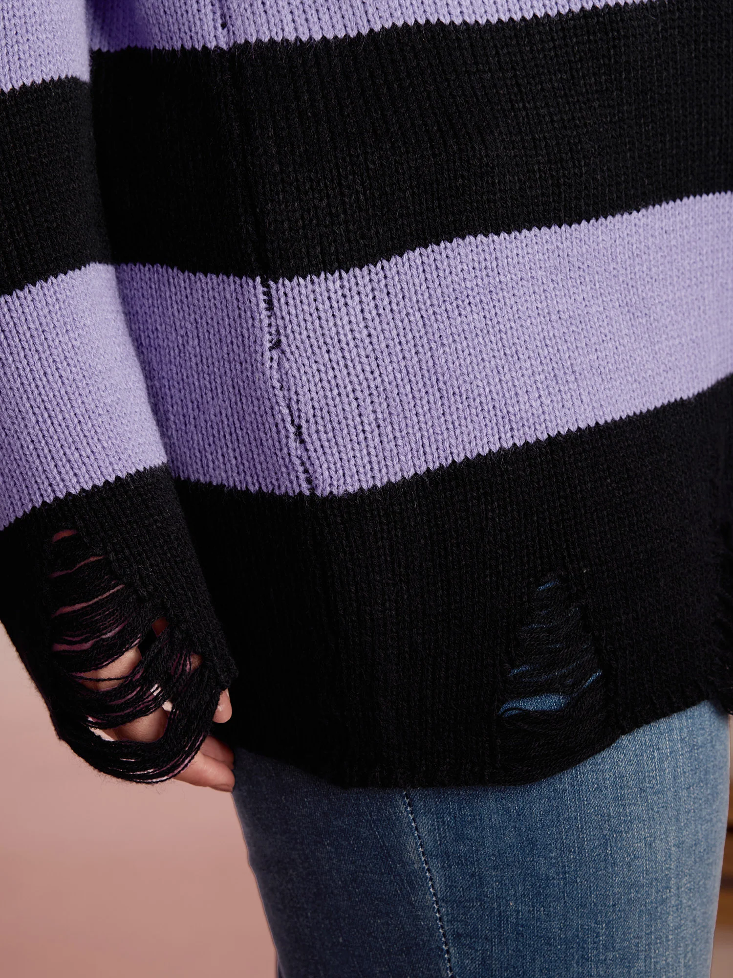 Colorful Stripes Cut-Out Pullover - Image 4