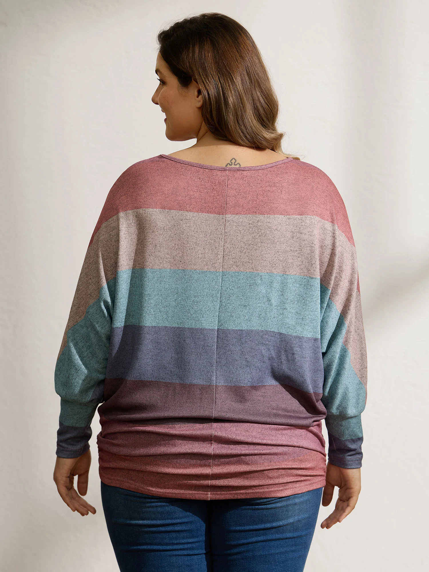 Colorful Stripes Dolman Sleeve T-Shirt - Image 4