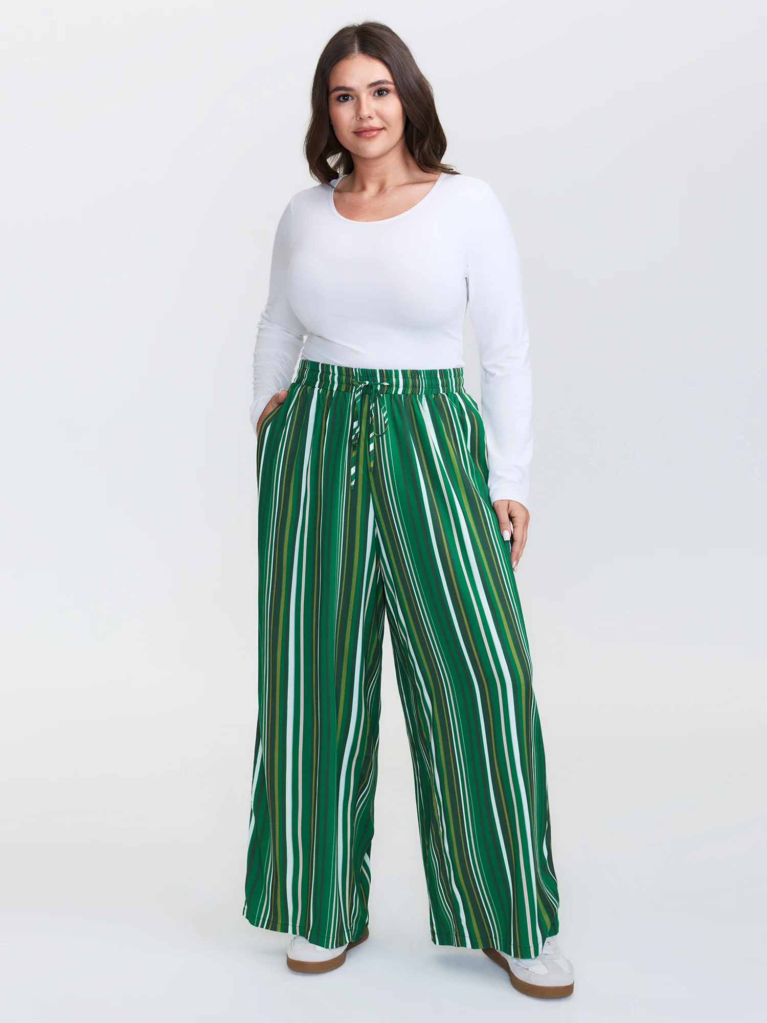 Colorful Stripes Drawstring Waist Pants - Image 2