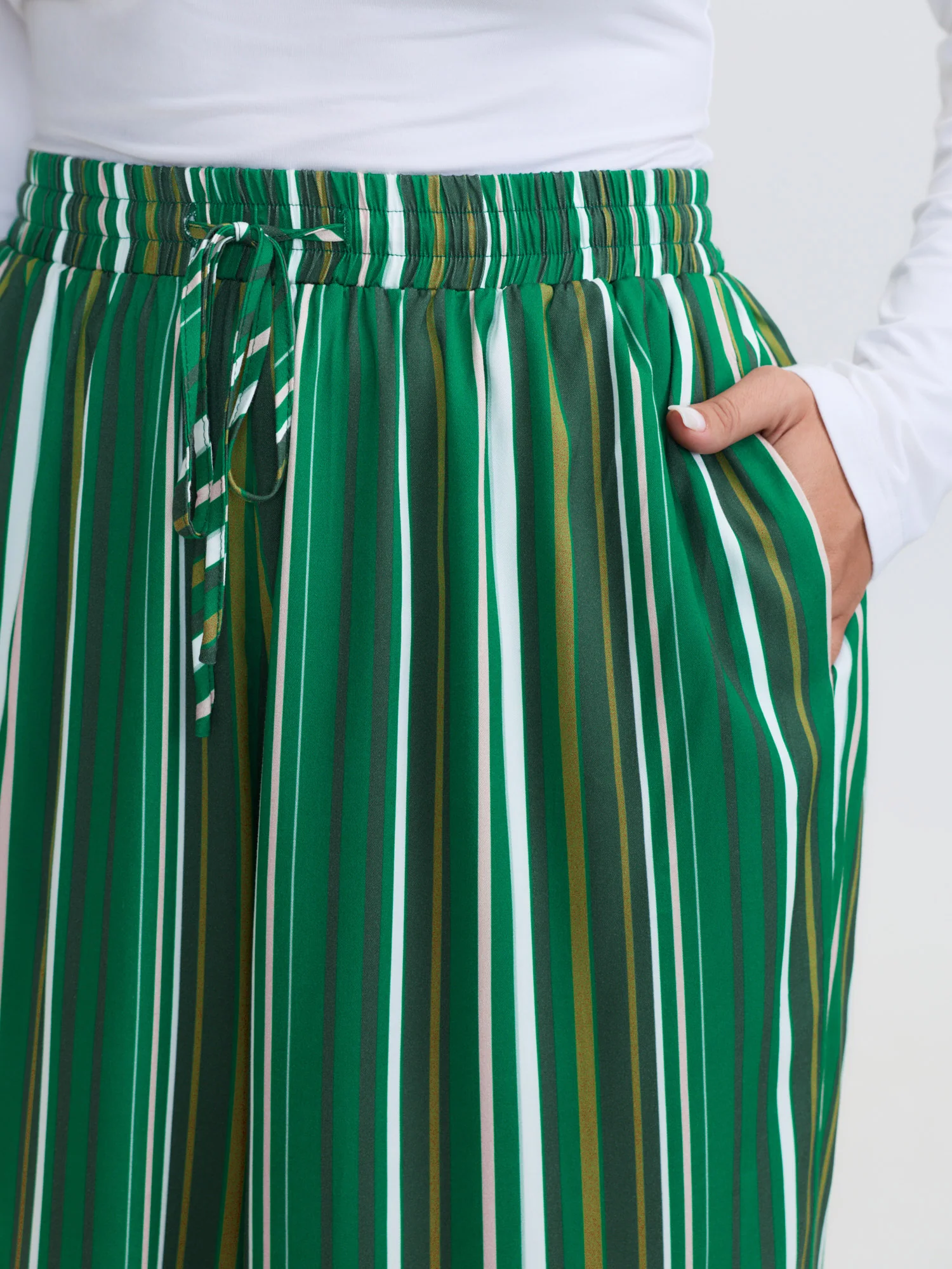 Colorful Stripes Drawstring Waist Pants - Image 3